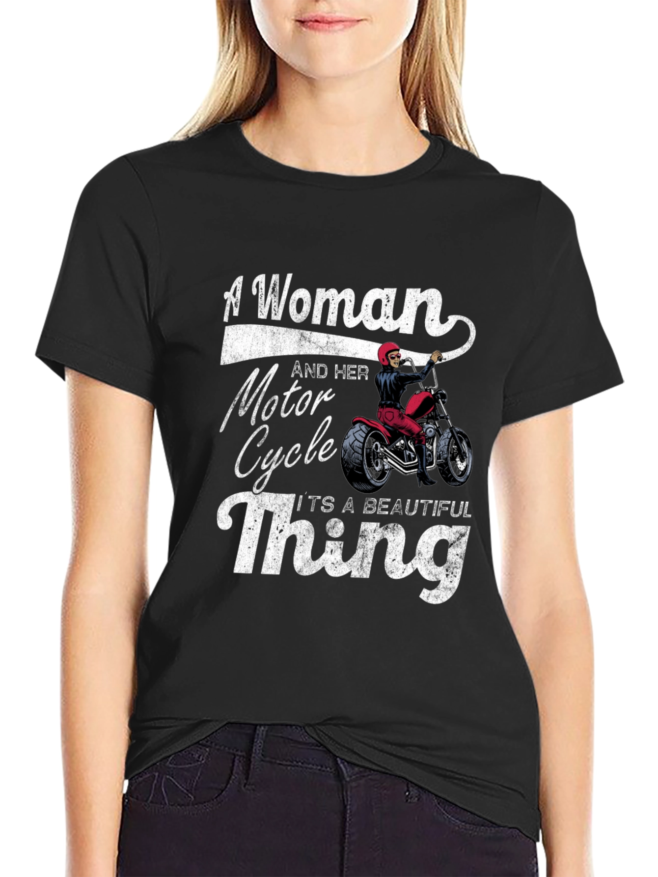 Woman and Motorcycle T-Shirt - Beautiful Thing