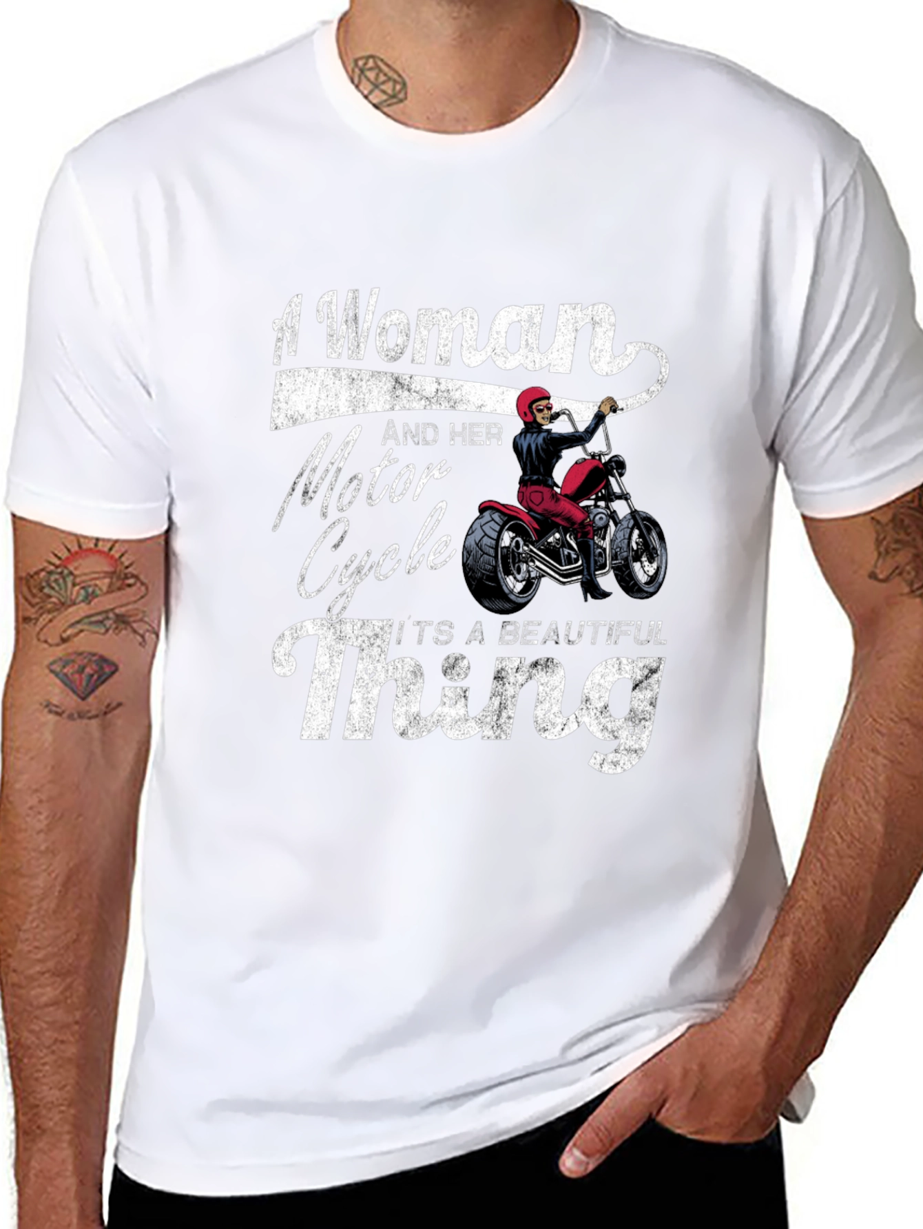 Woman and Motorcycle T-Shirt - Beautiful Thing