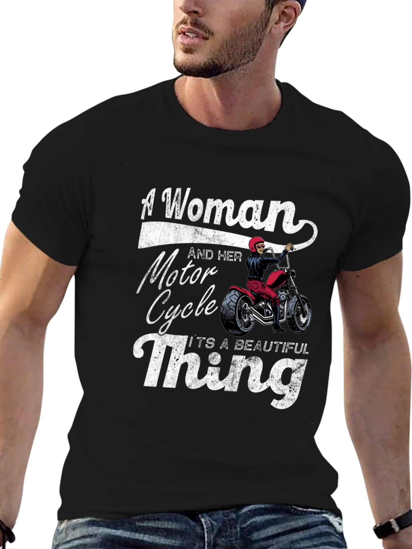 Woman and Motorcycle T-Shirt - Beautiful Thing