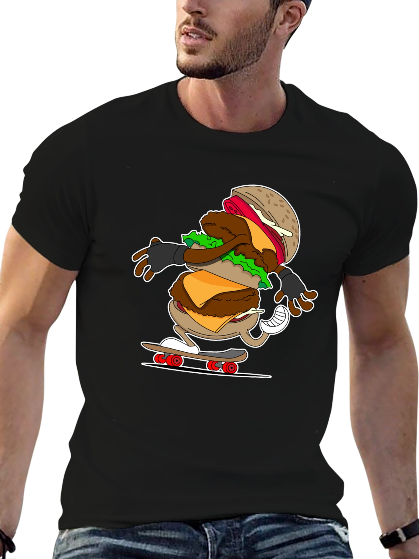 Burger Skateboarder T-Shirt: Cool & Casual