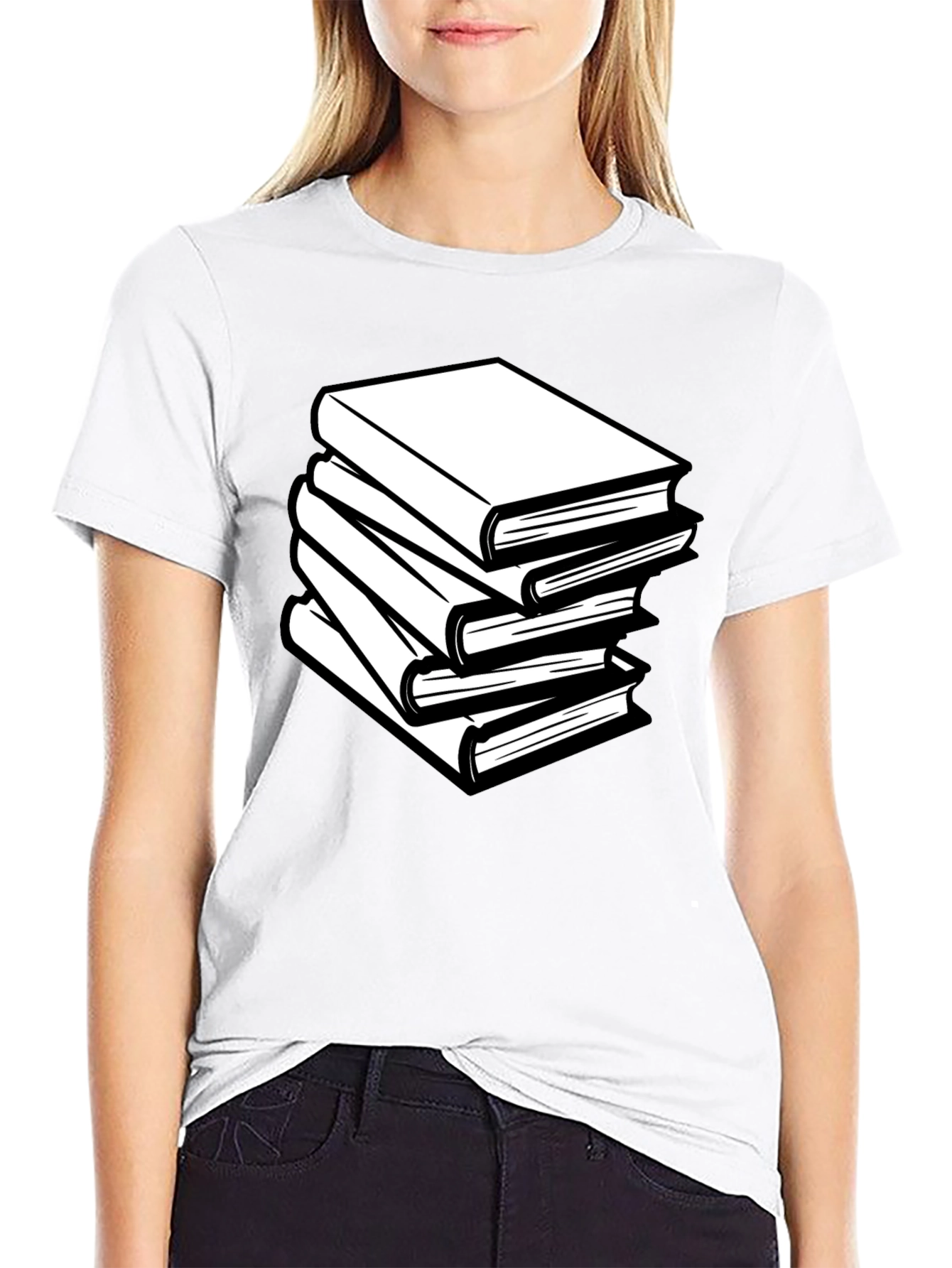 Book Stack T-Shirt - Black Graphic Tee