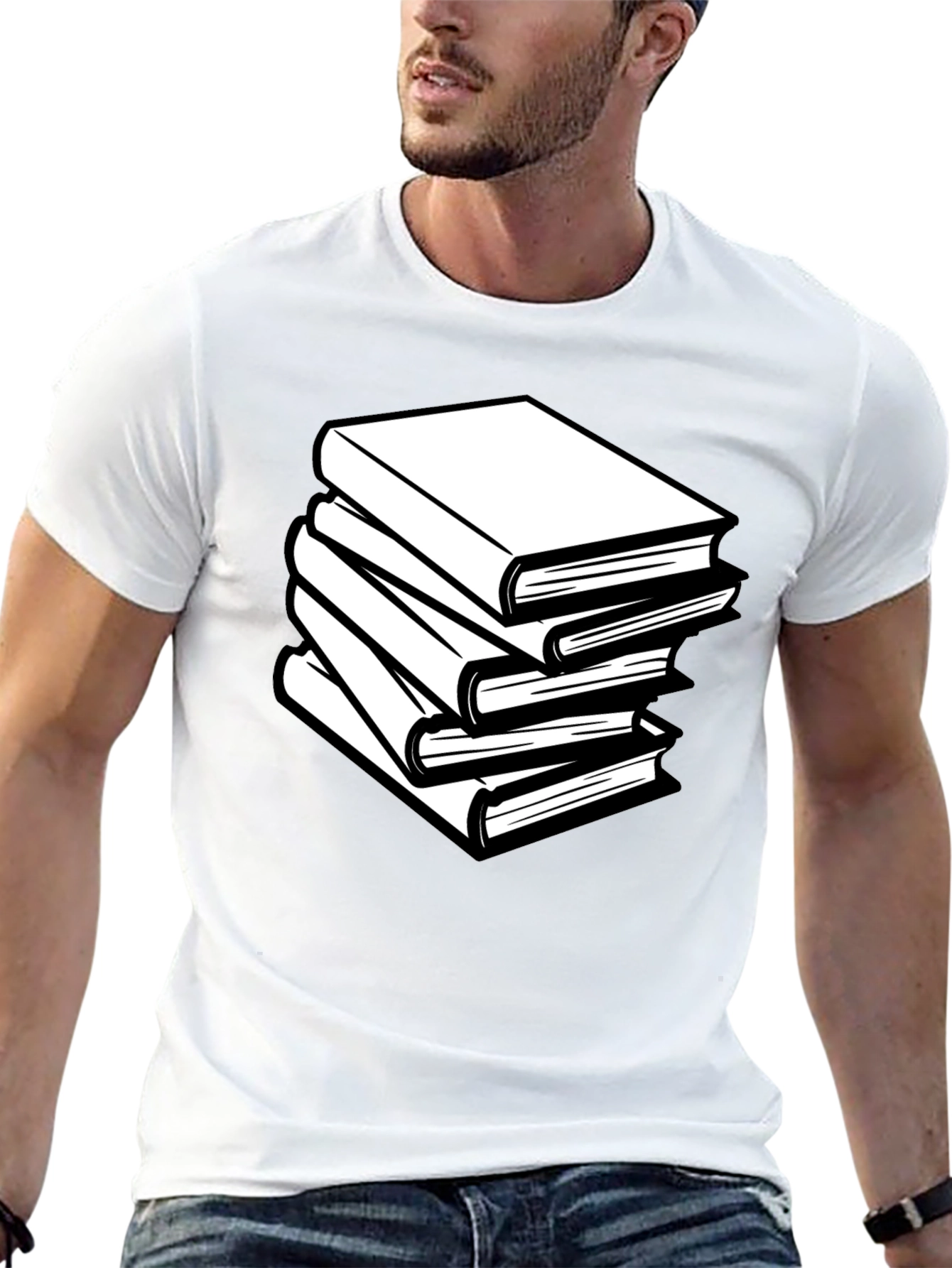 Book Stack T-Shirt - Black Graphic Tee