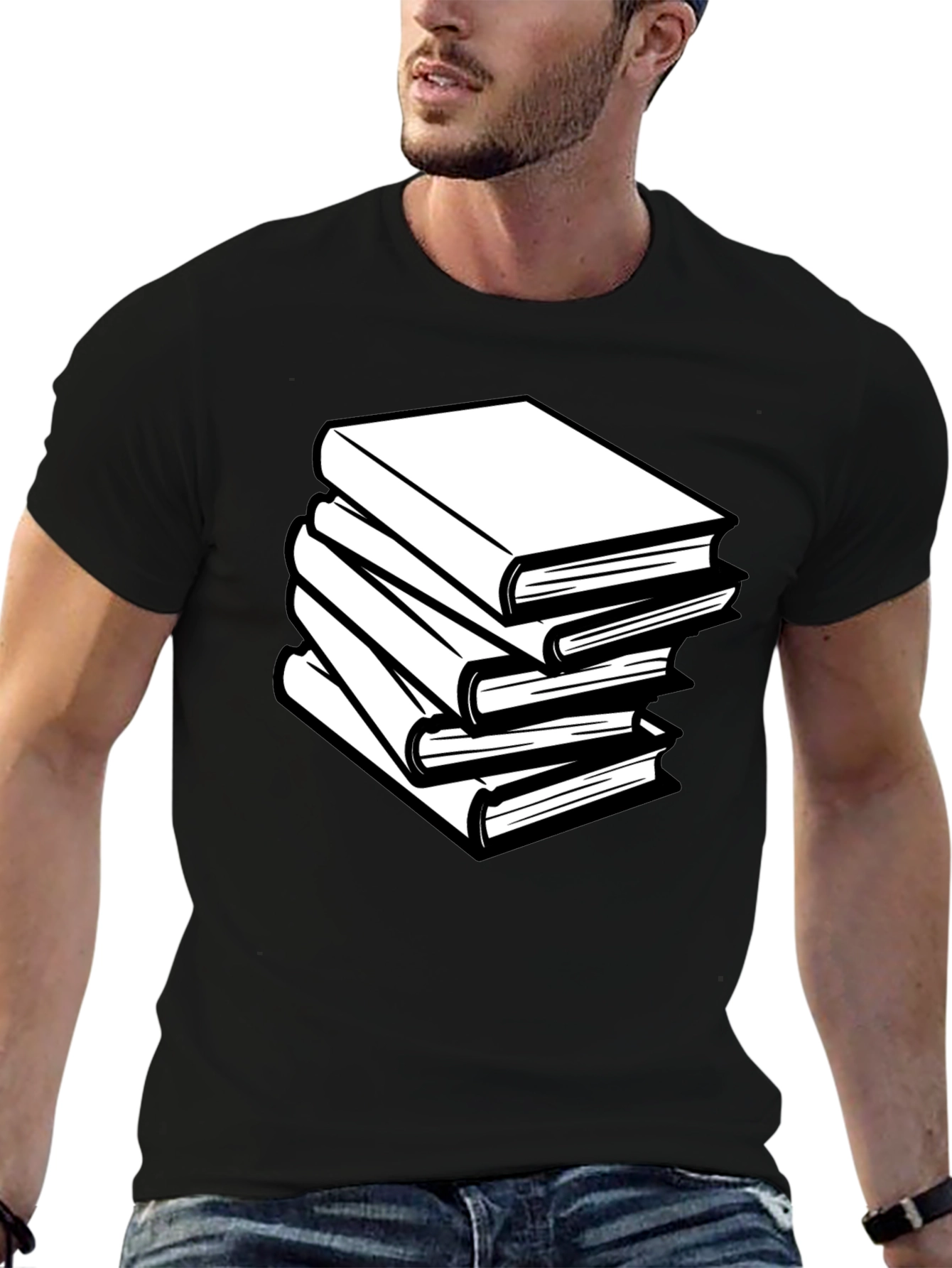 Book Stack T-Shirt - Black Graphic Tee