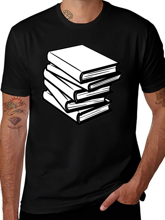 Book Stack T-Shirt - Black Graphic Tee