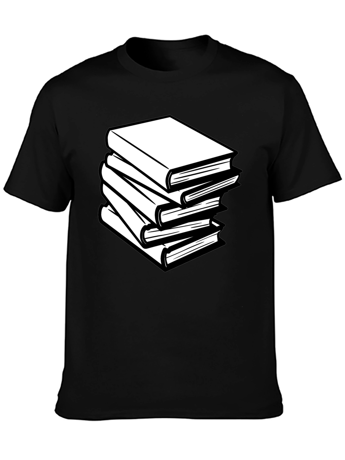 Book Stack T-Shirt - Black Graphic Tee