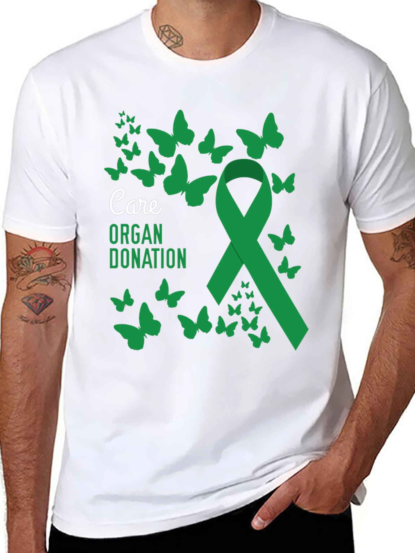 Organ Donation Care Ribbon Butterfly Graphic T-Shirt