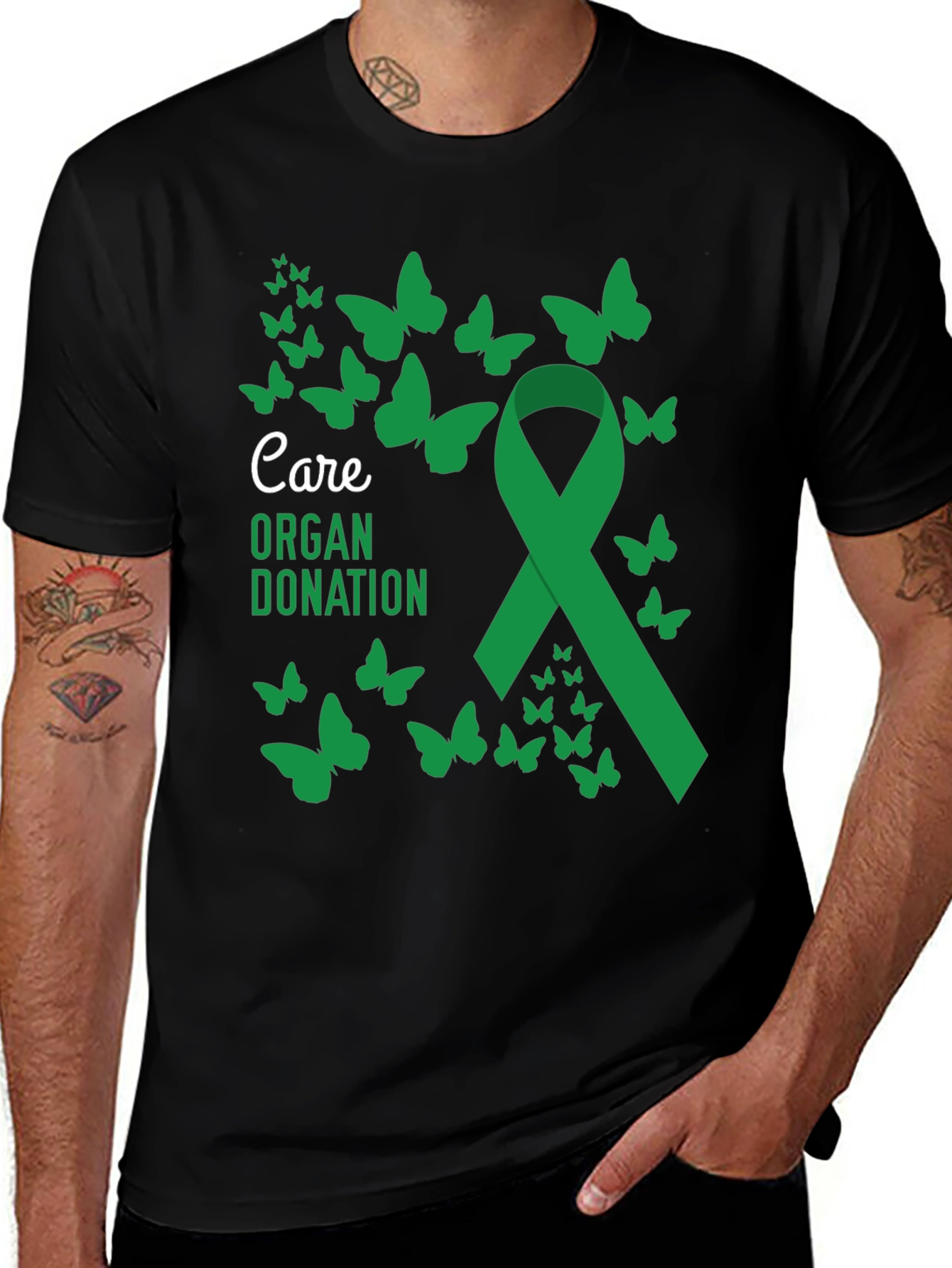 Organ Donation Care Ribbon Butterfly Graphic T-Shirt