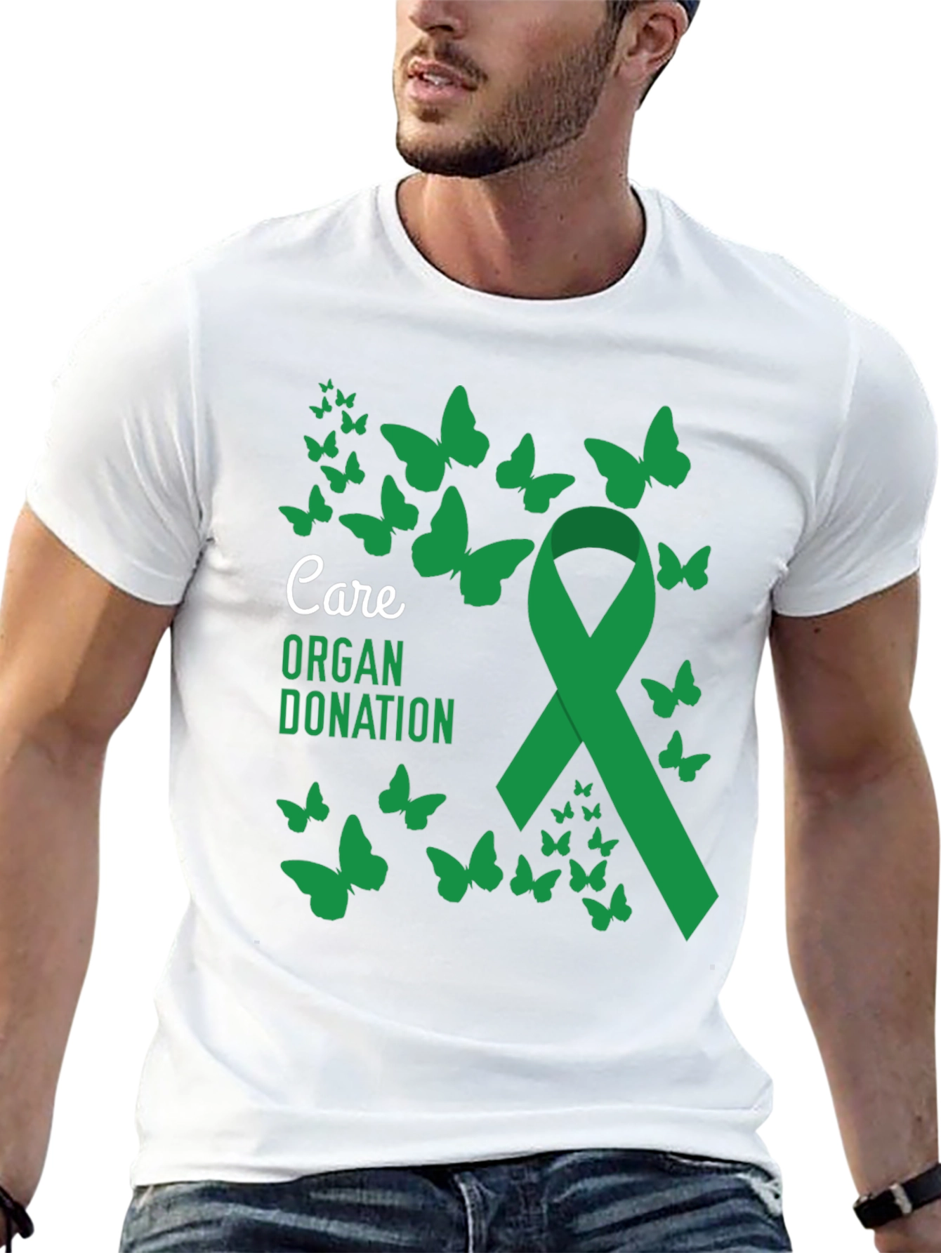 Organ Donation Care Ribbon Butterfly Graphic T-Shirt