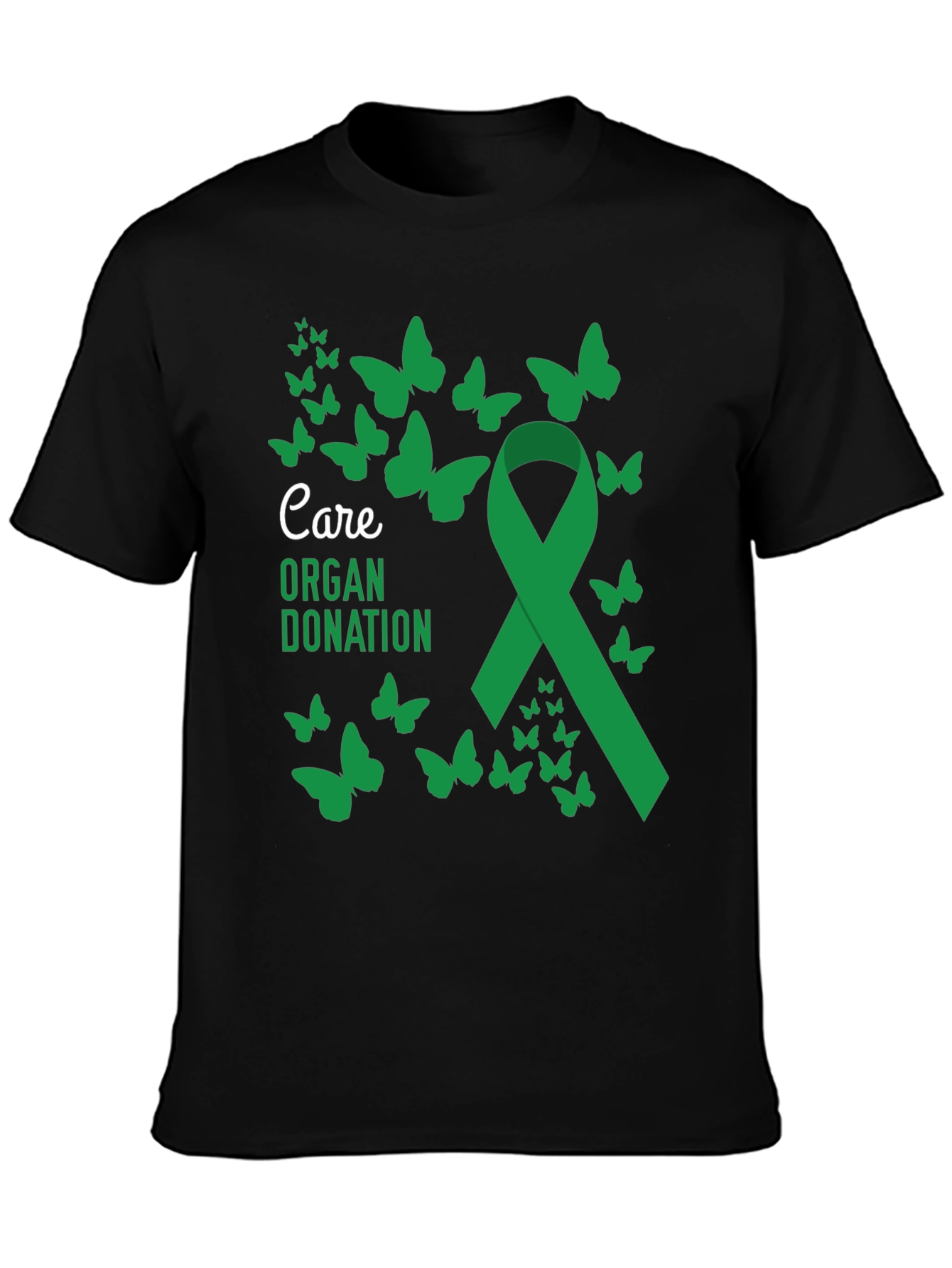 Organ Donation Care Ribbon Butterfly Graphic T-Shirt
