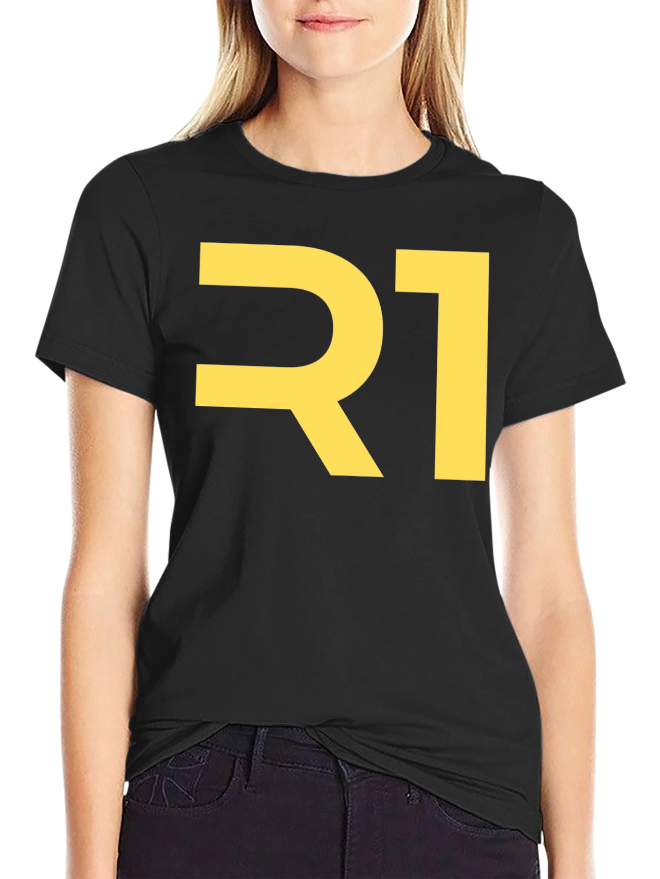 Bold R1 Graphic Tee - Black Cotton Blend