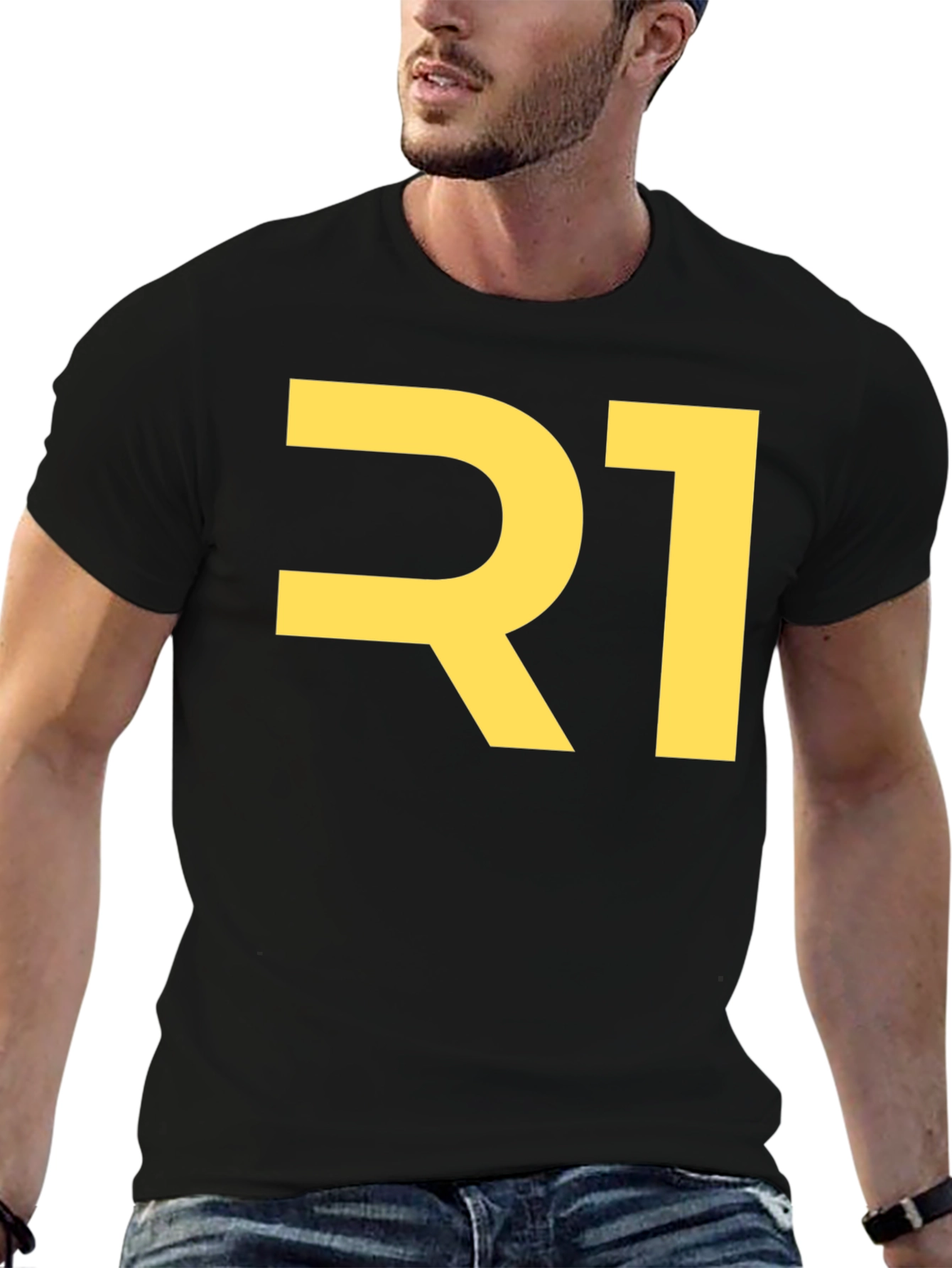 Bold R1 Graphic Tee - Black Cotton Blend