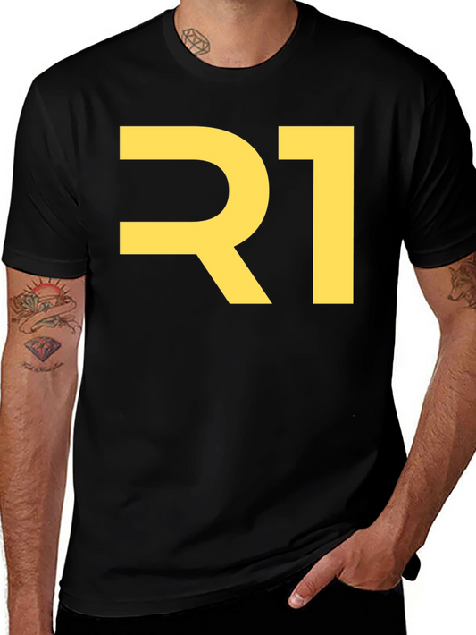 Bold R1 Graphic Tee - Black Cotton Blend