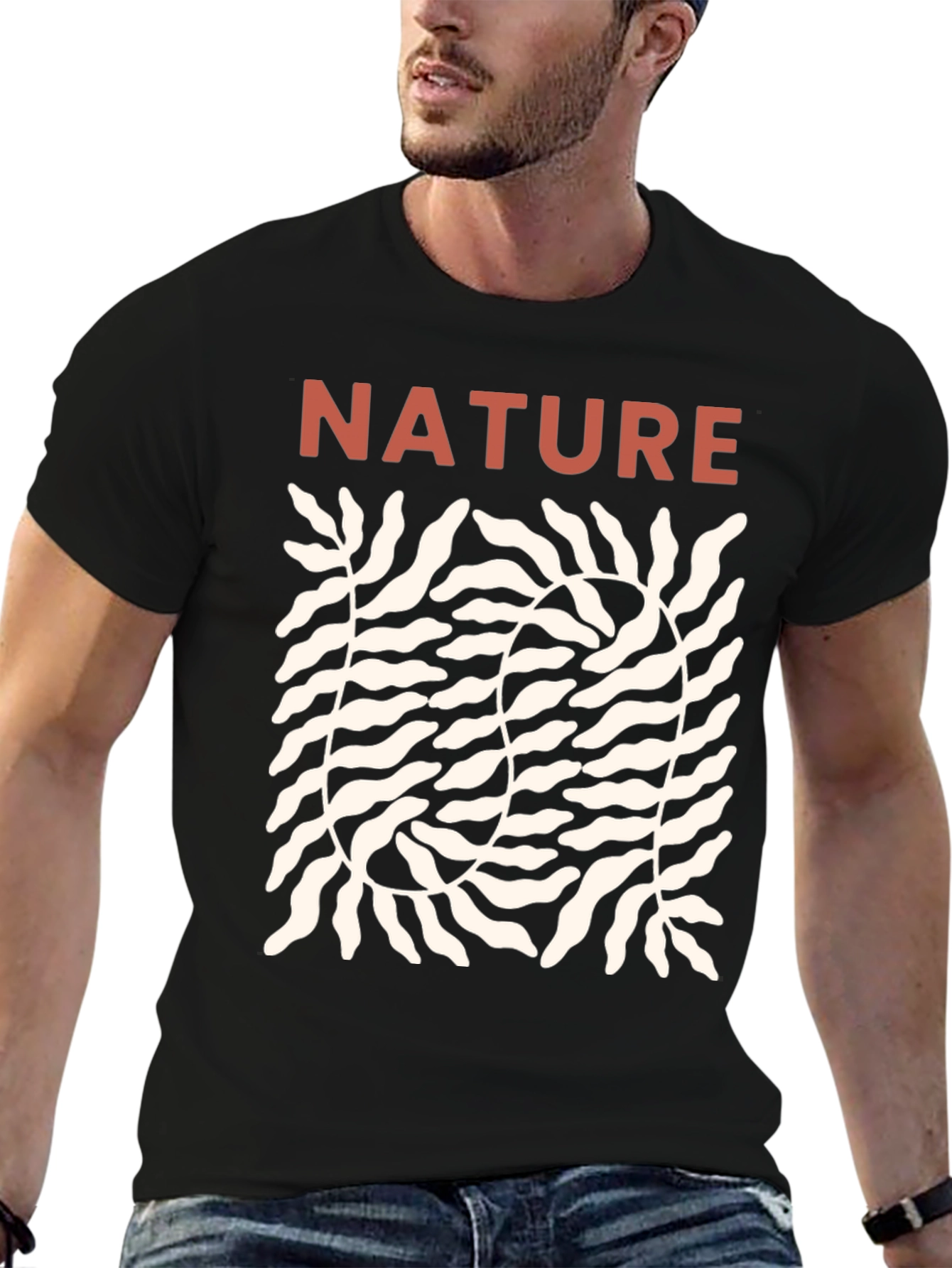 Nature Graphic Print Black T-Shirt