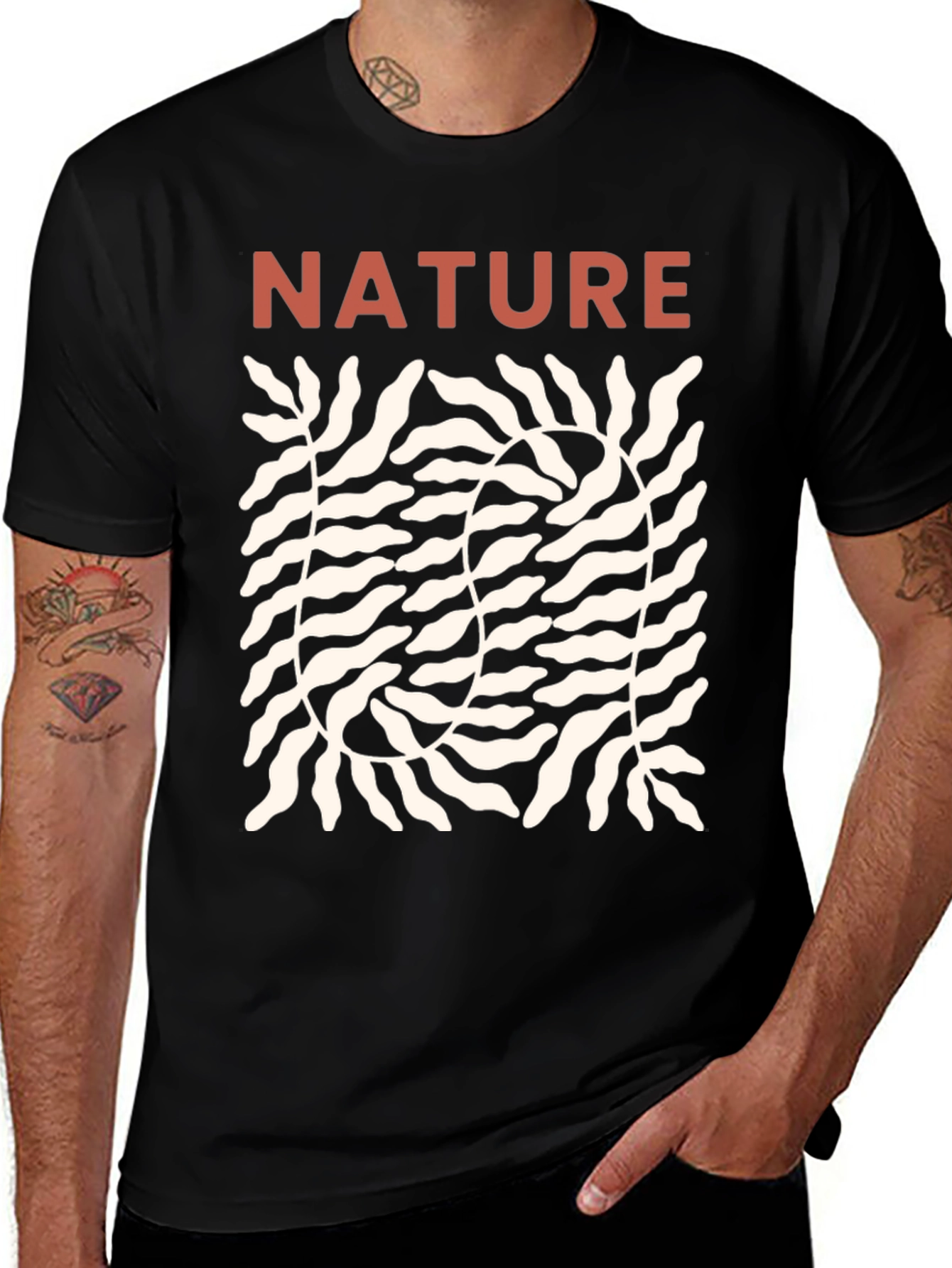 Nature Graphic Print Black T-Shirt