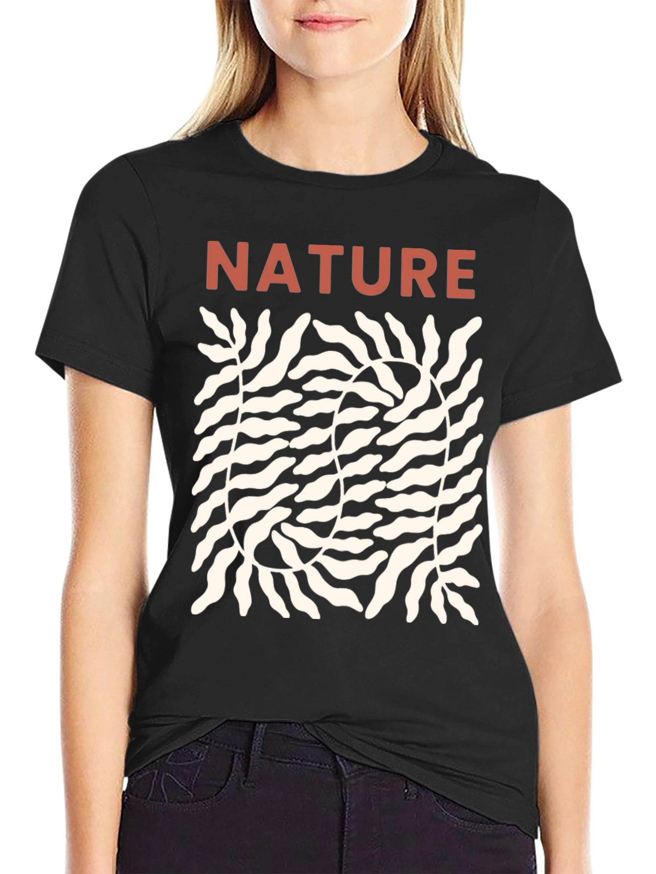 Nature Graphic Print Black T-Shirt