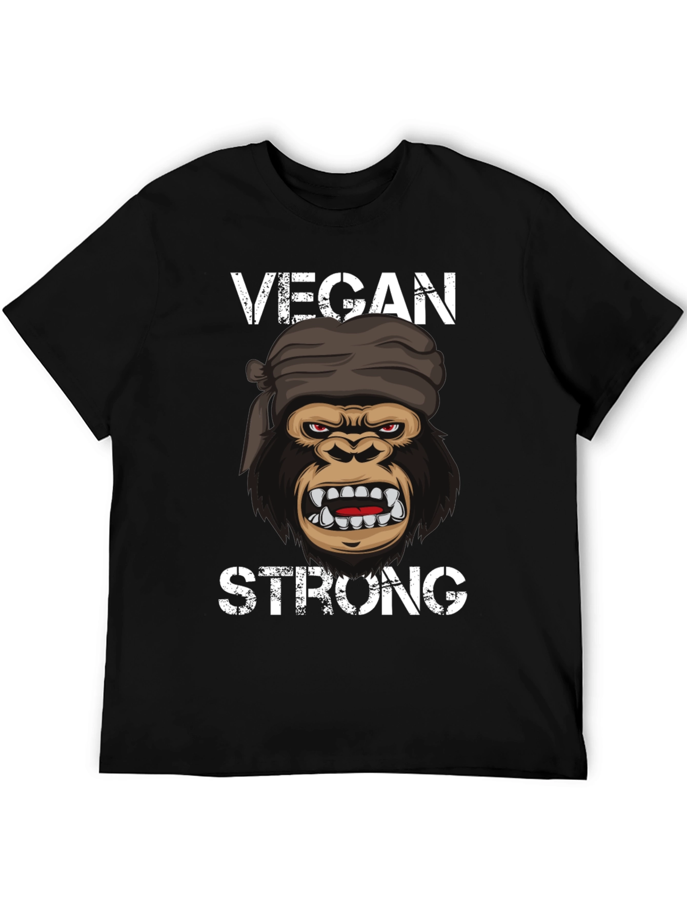 Vegan Strong Gorilla T-Shirt - Black