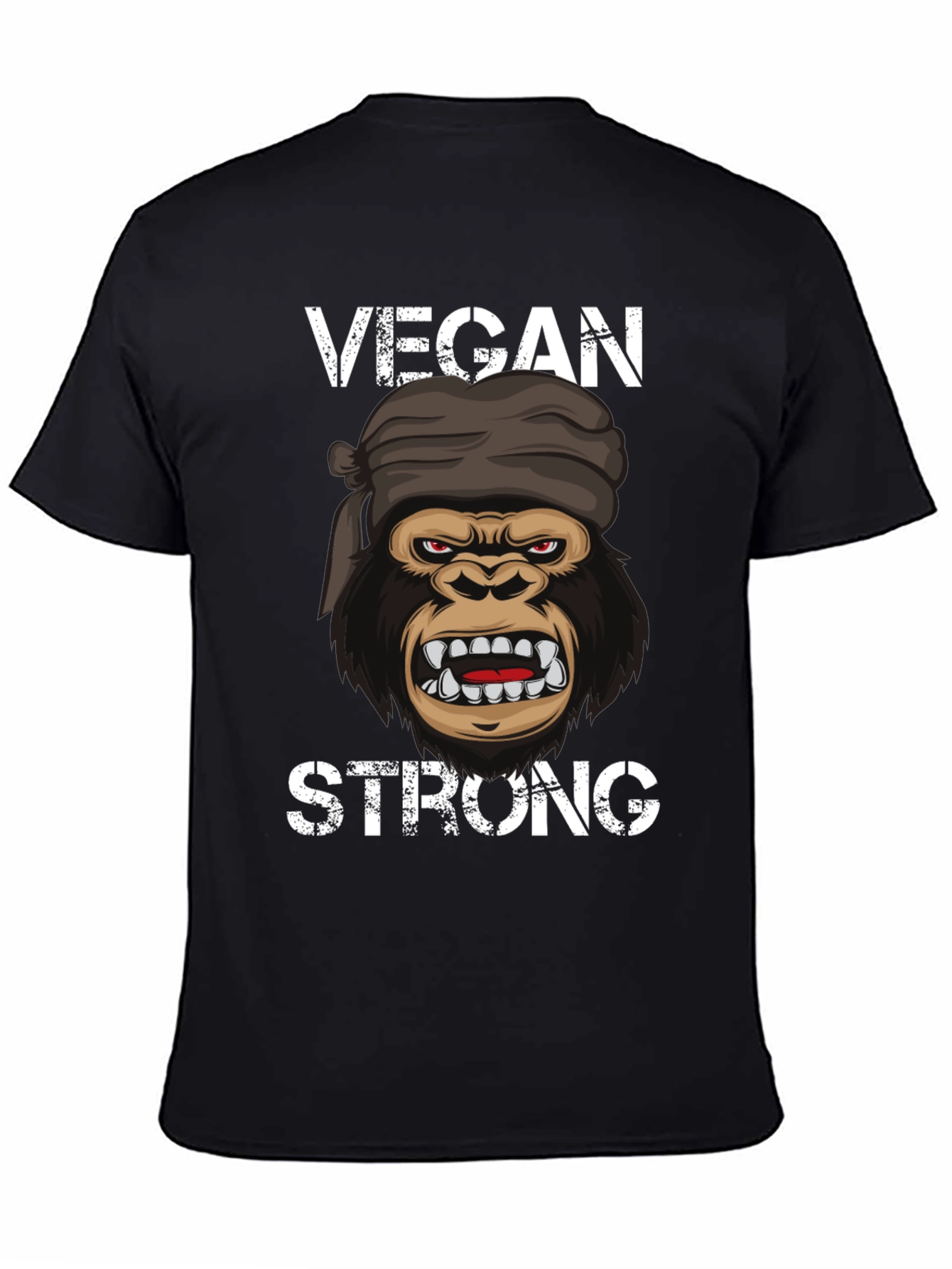Vegan Strong Gorilla T-Shirt - Black