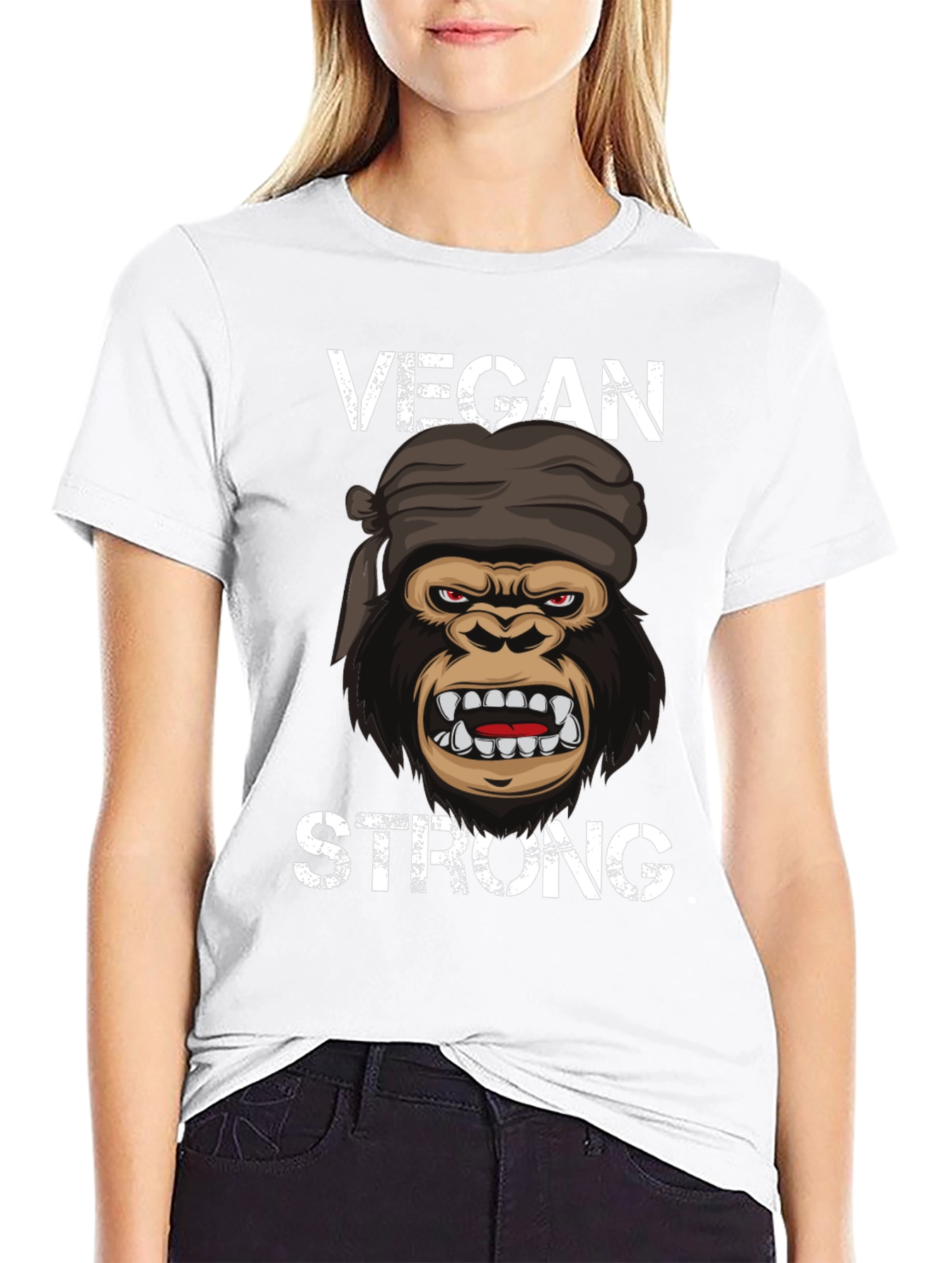 Vegan Strong Gorilla T-Shirt - Black