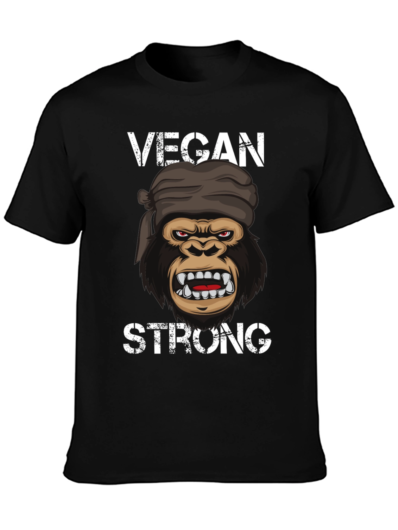 Vegan Strong Gorilla T-Shirt - Black