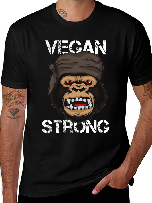 Vegan Strong Gorilla T-Shirt - Black