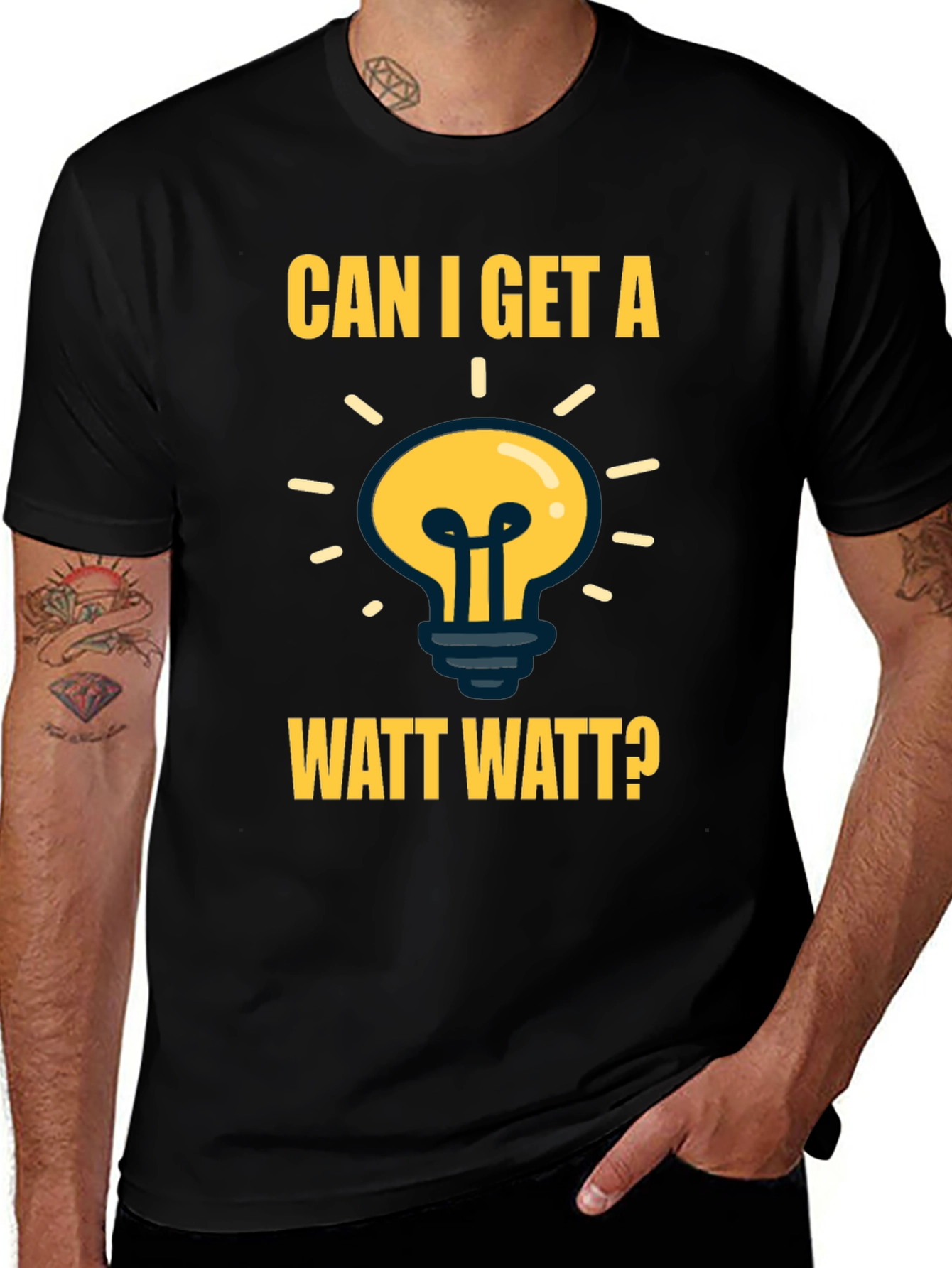 Can I Get A Watt Watt? Mens Black T-Shirt