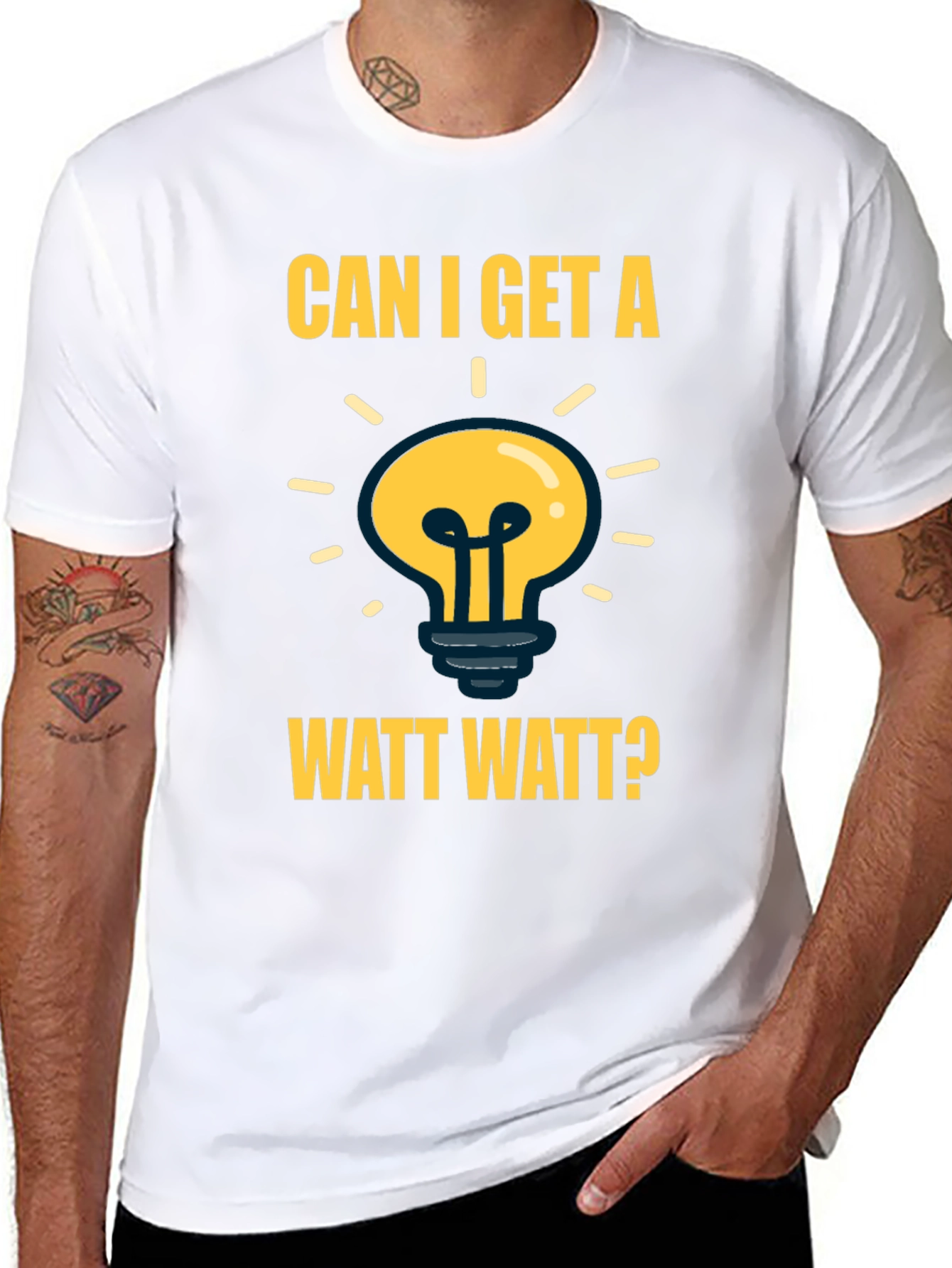 Can I Get A Watt Watt? Mens Black T-Shirt