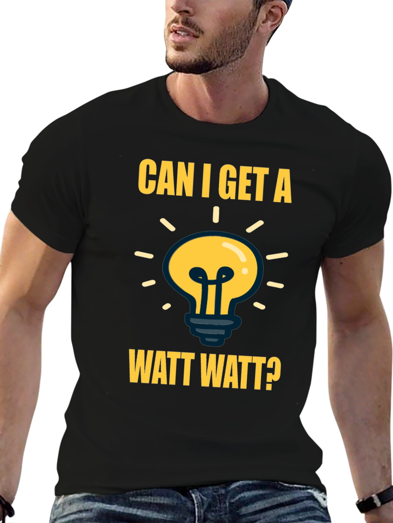Can I Get A Watt Watt? Mens Black T-Shirt