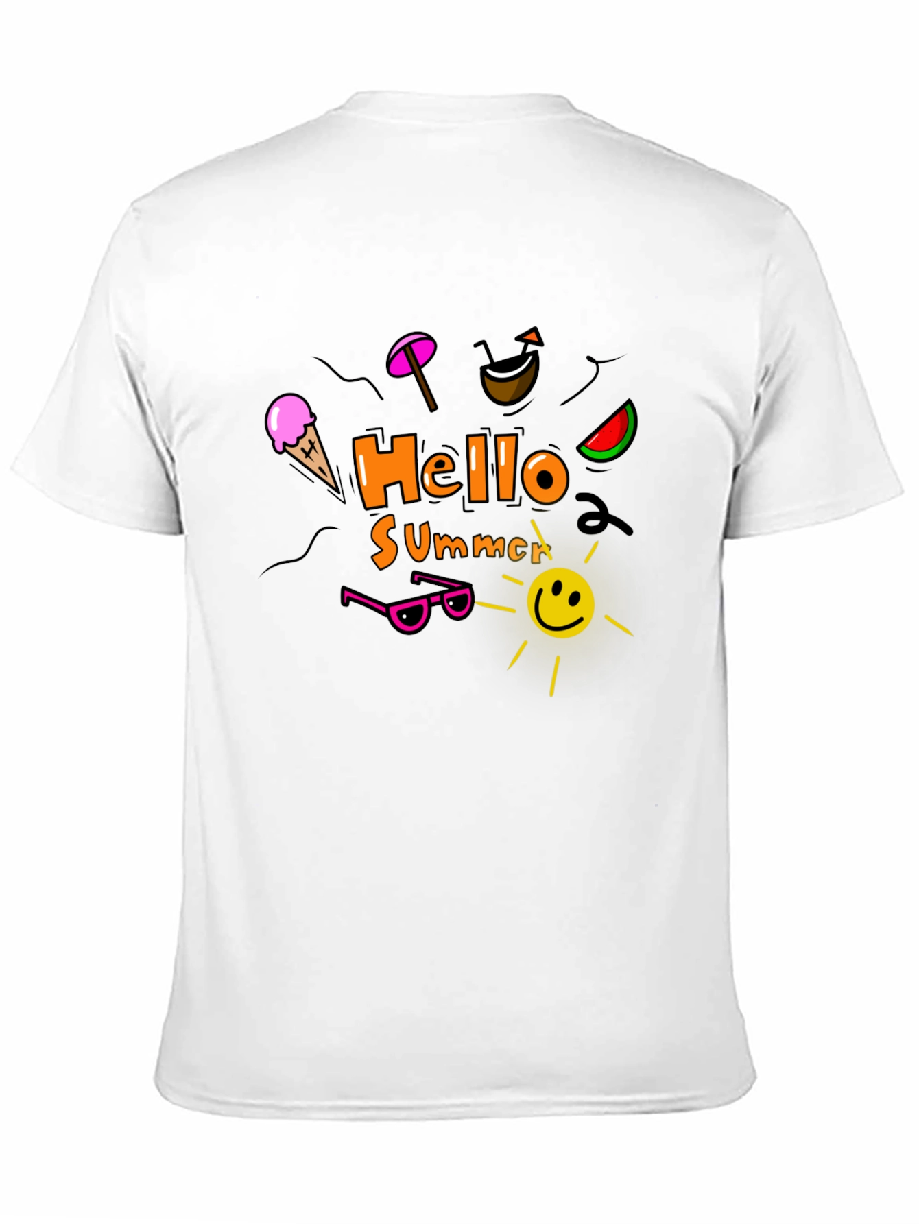 Hello Summer Graphic Tee - Mens Black Cotton T-Shirt