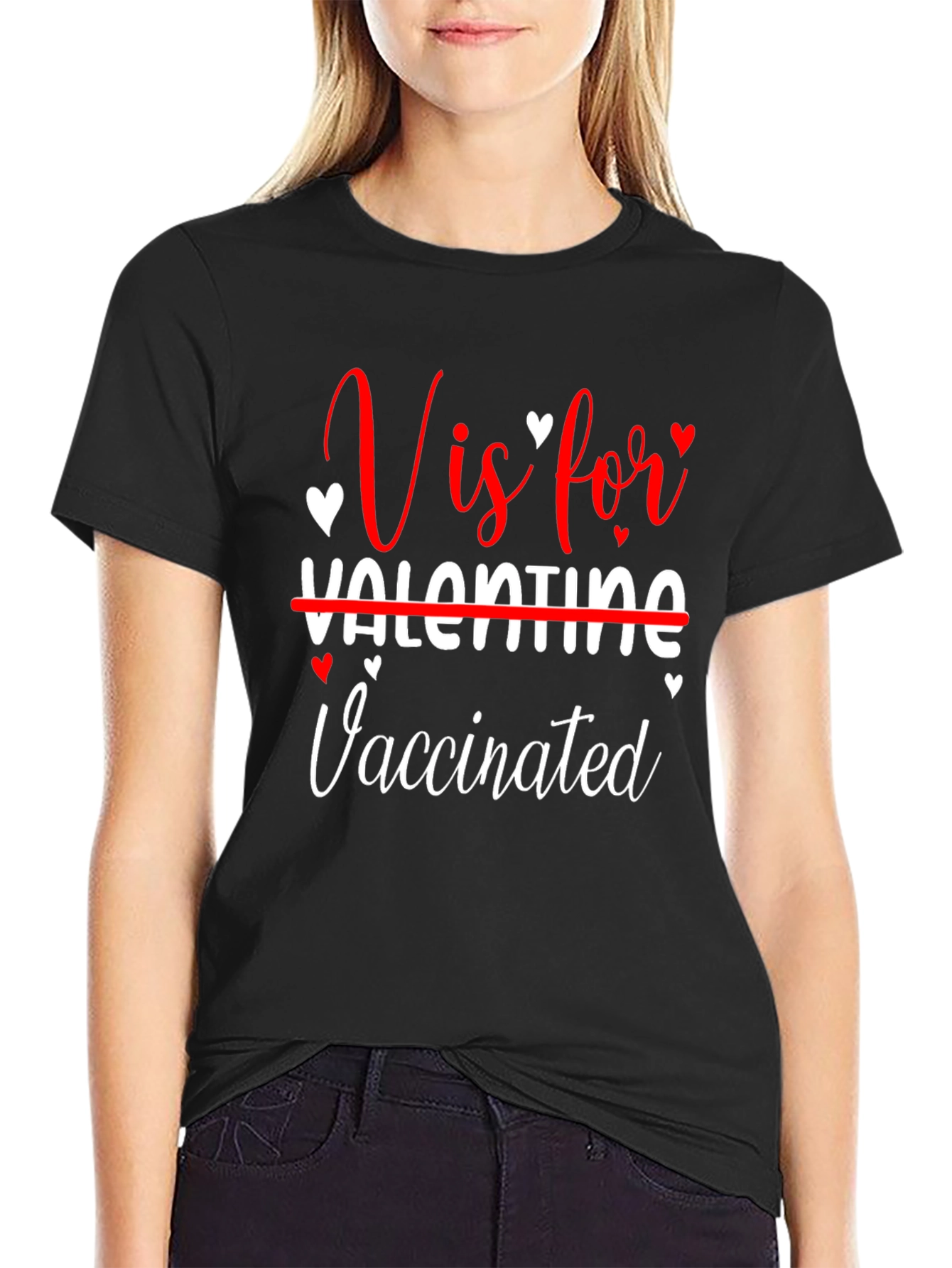 V is for Vaccinated Funny Valentines Day T-Shirt