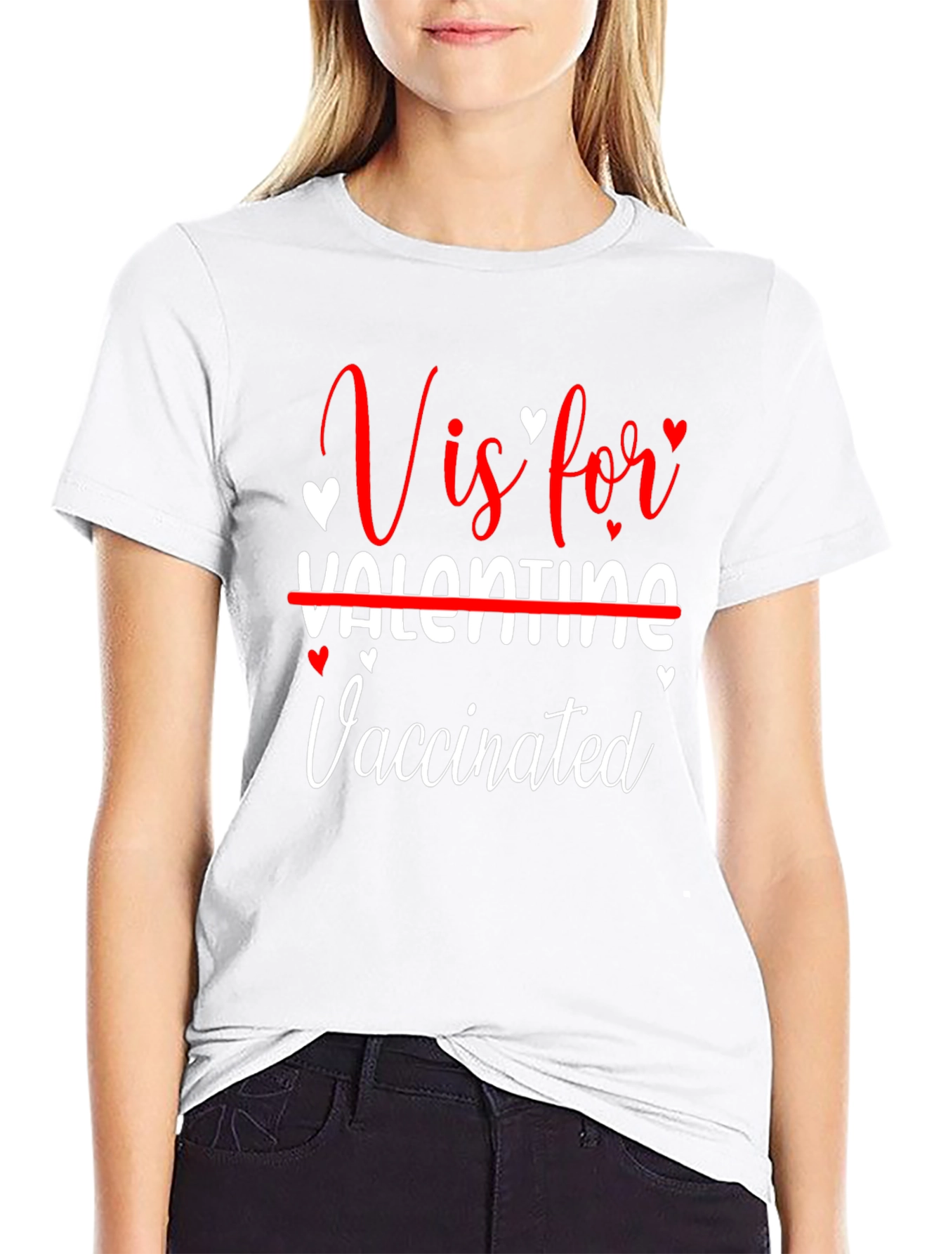 V is for Vaccinated Funny Valentines Day T-Shirt