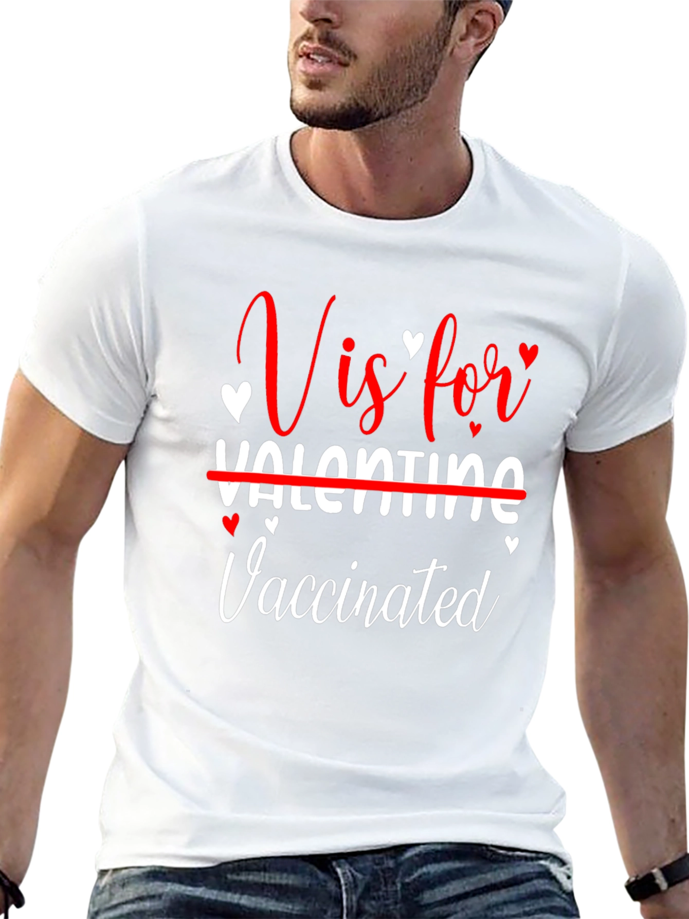 V is for Vaccinated Funny Valentines Day T-Shirt