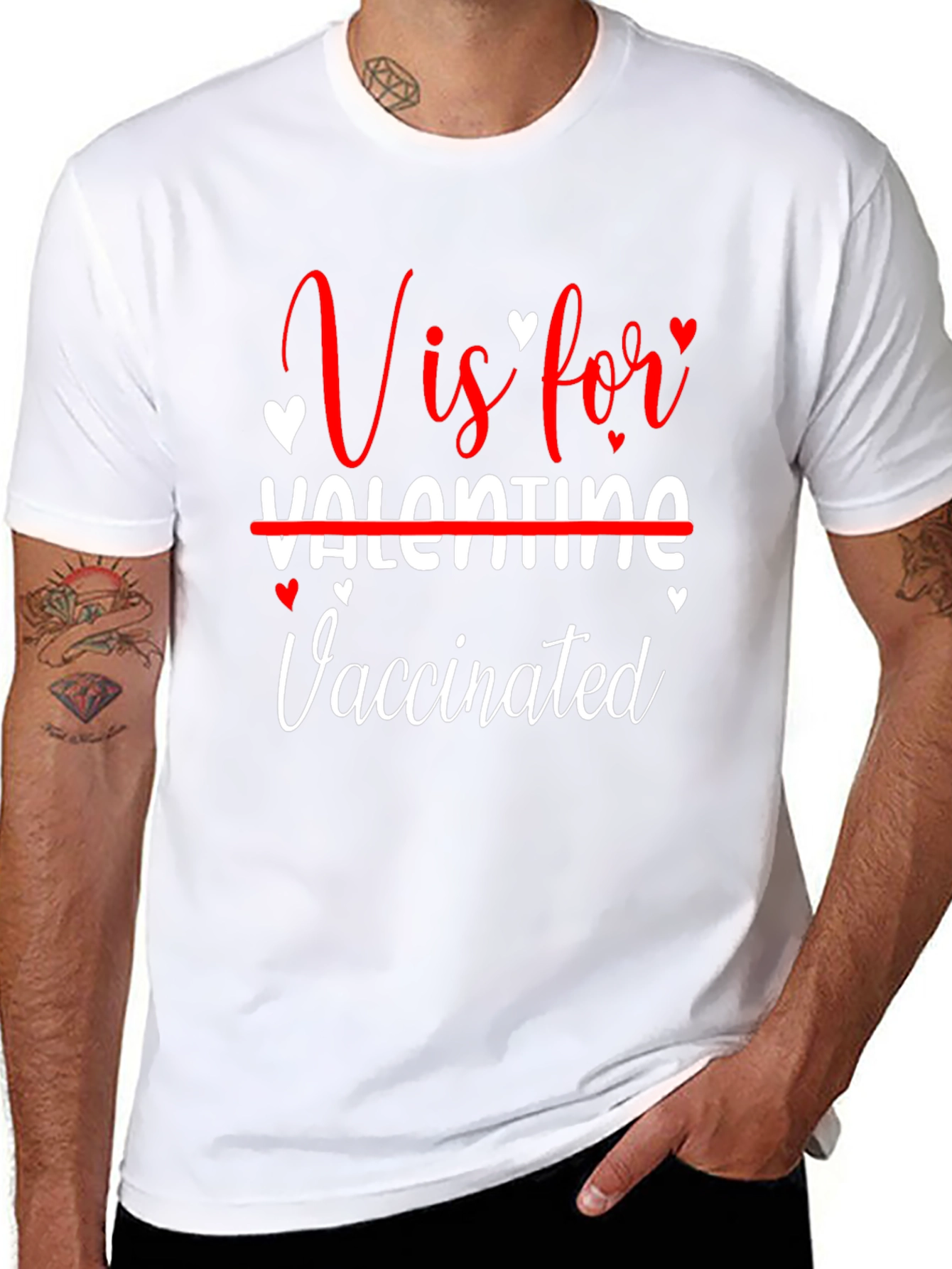 V is for Vaccinated Funny Valentines Day T-Shirt