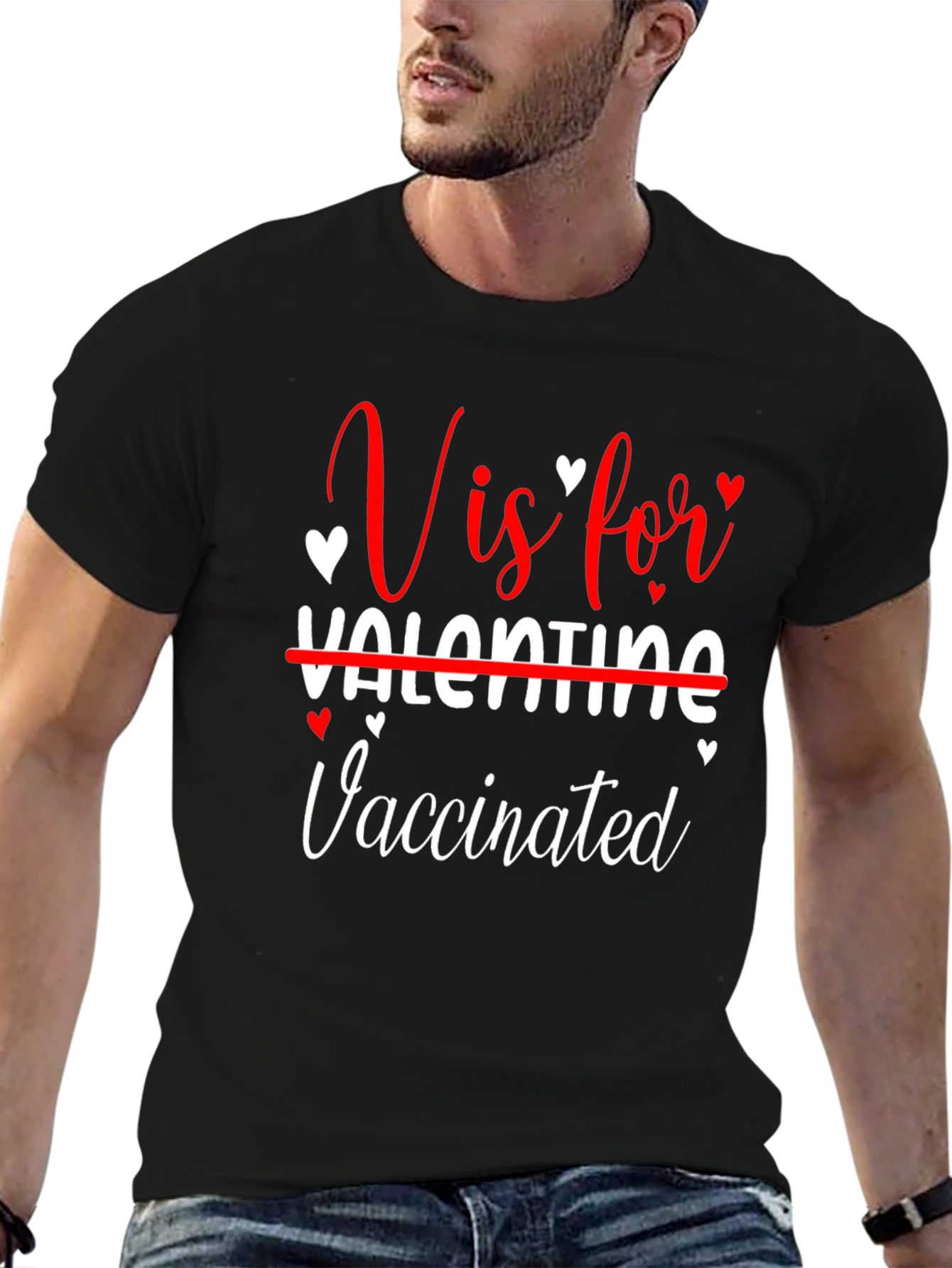 V is for Vaccinated Funny Valentines Day T-Shirt
