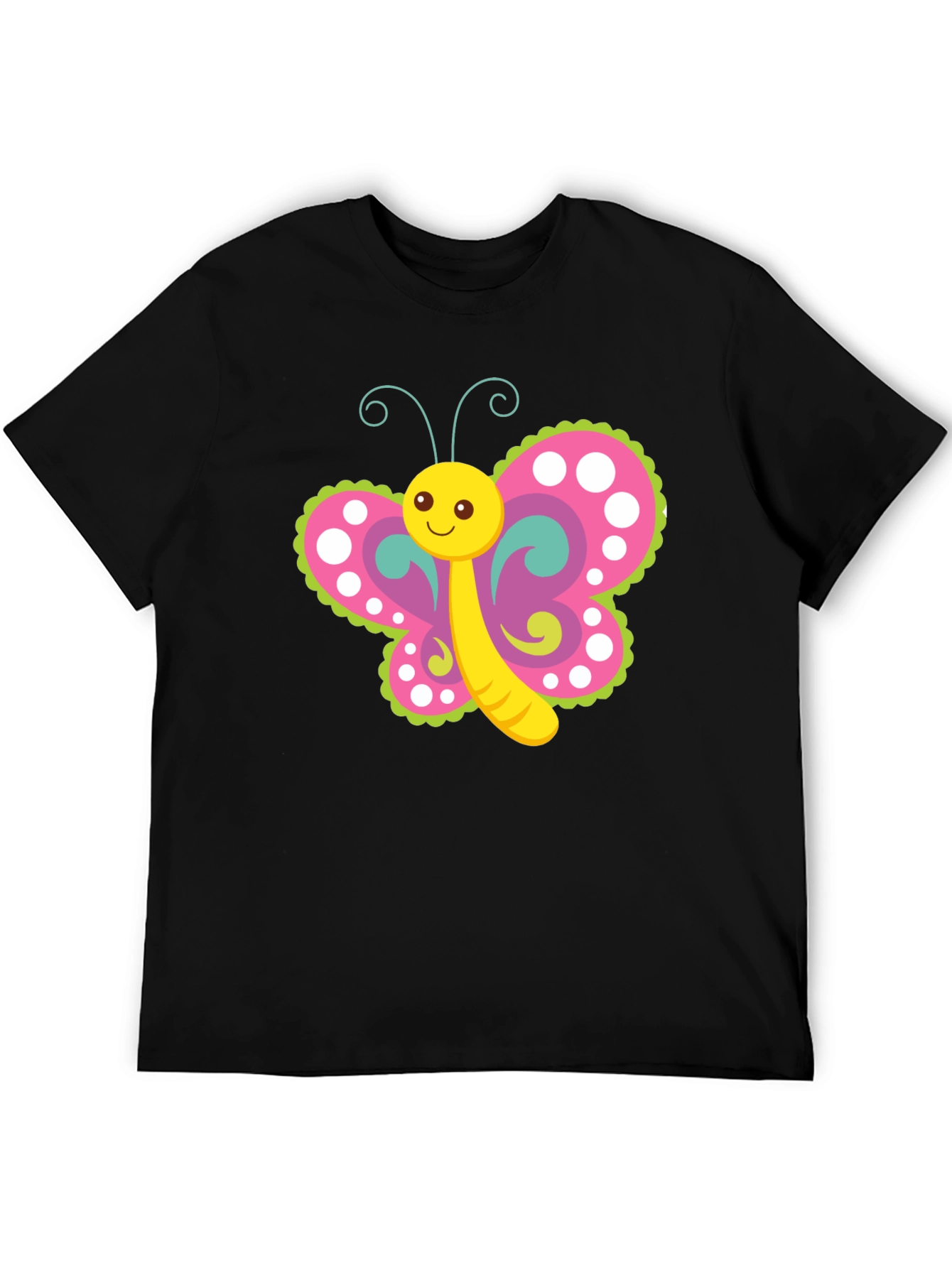 Cute Butterfly Graphic T-Shirt - Black