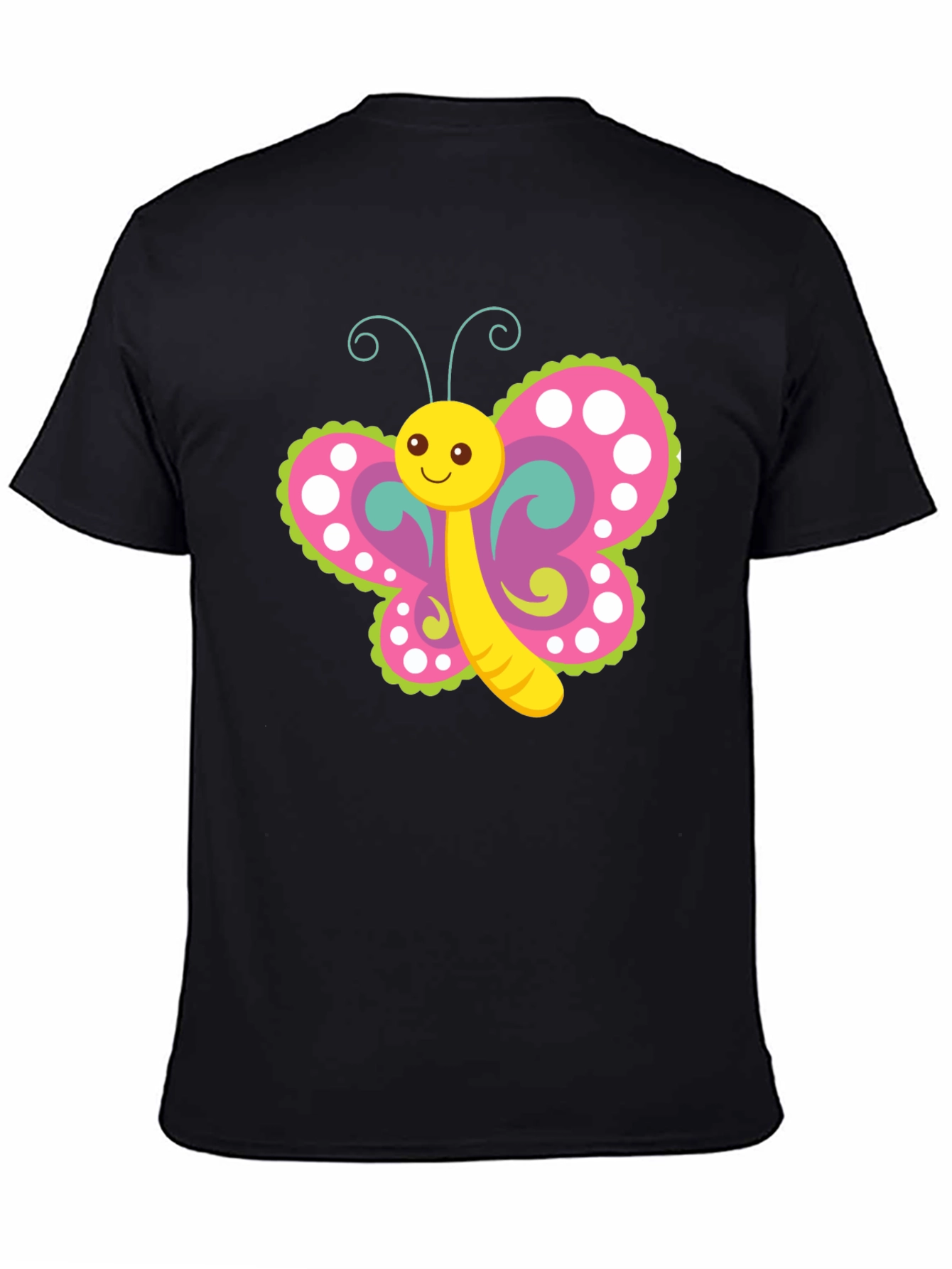 Cute Butterfly Graphic T-Shirt - Black