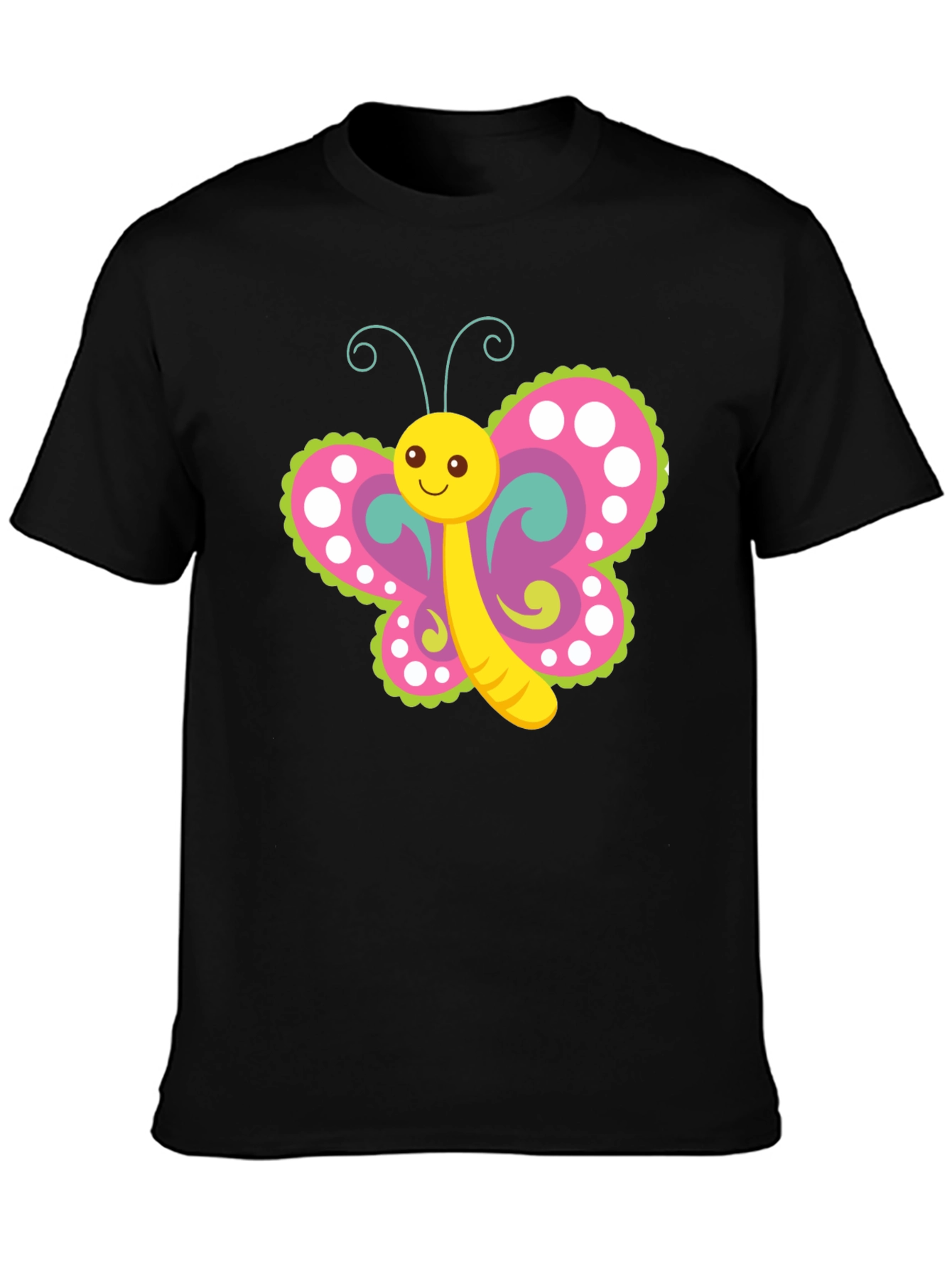 Cute Butterfly Graphic T-Shirt - Black