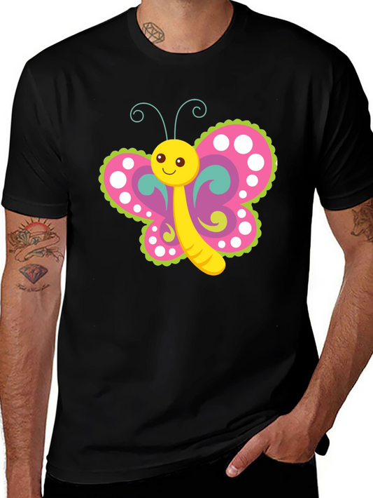 Cute Butterfly Graphic T-Shirt - Black