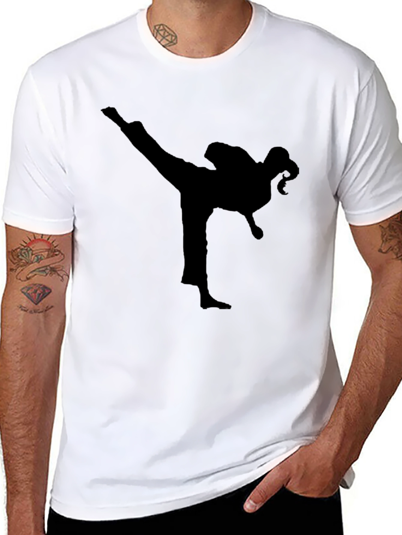 Black Karate Silhouette Tee - Martial Arts Inspired T-Shirt