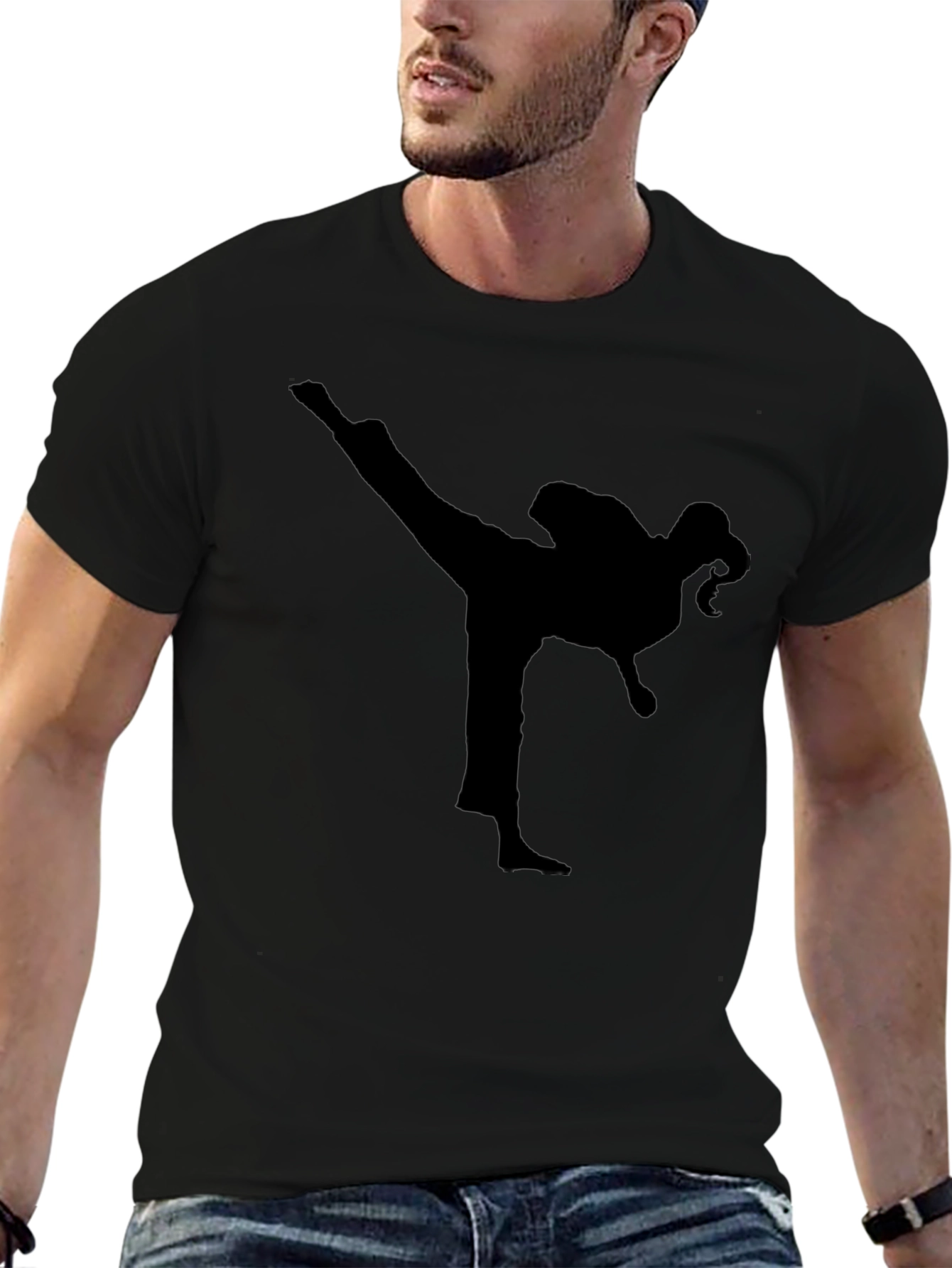 Black Karate Silhouette Tee - Martial Arts Inspired T-Shirt