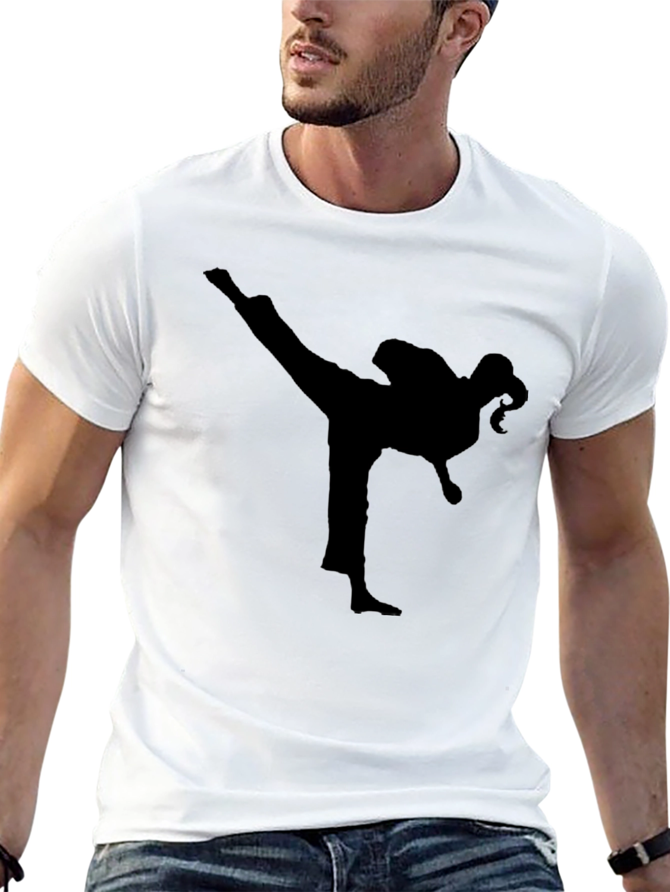 Black Karate Silhouette Tee - Martial Arts Inspired T-Shirt