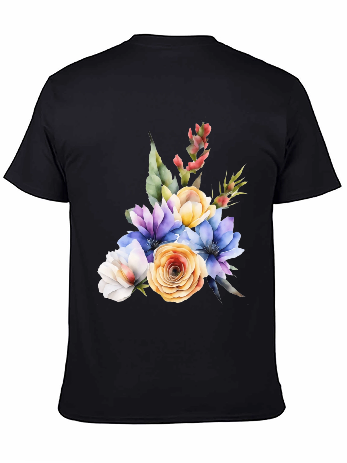 Floral Bouquet Graphic Black T-Shirt