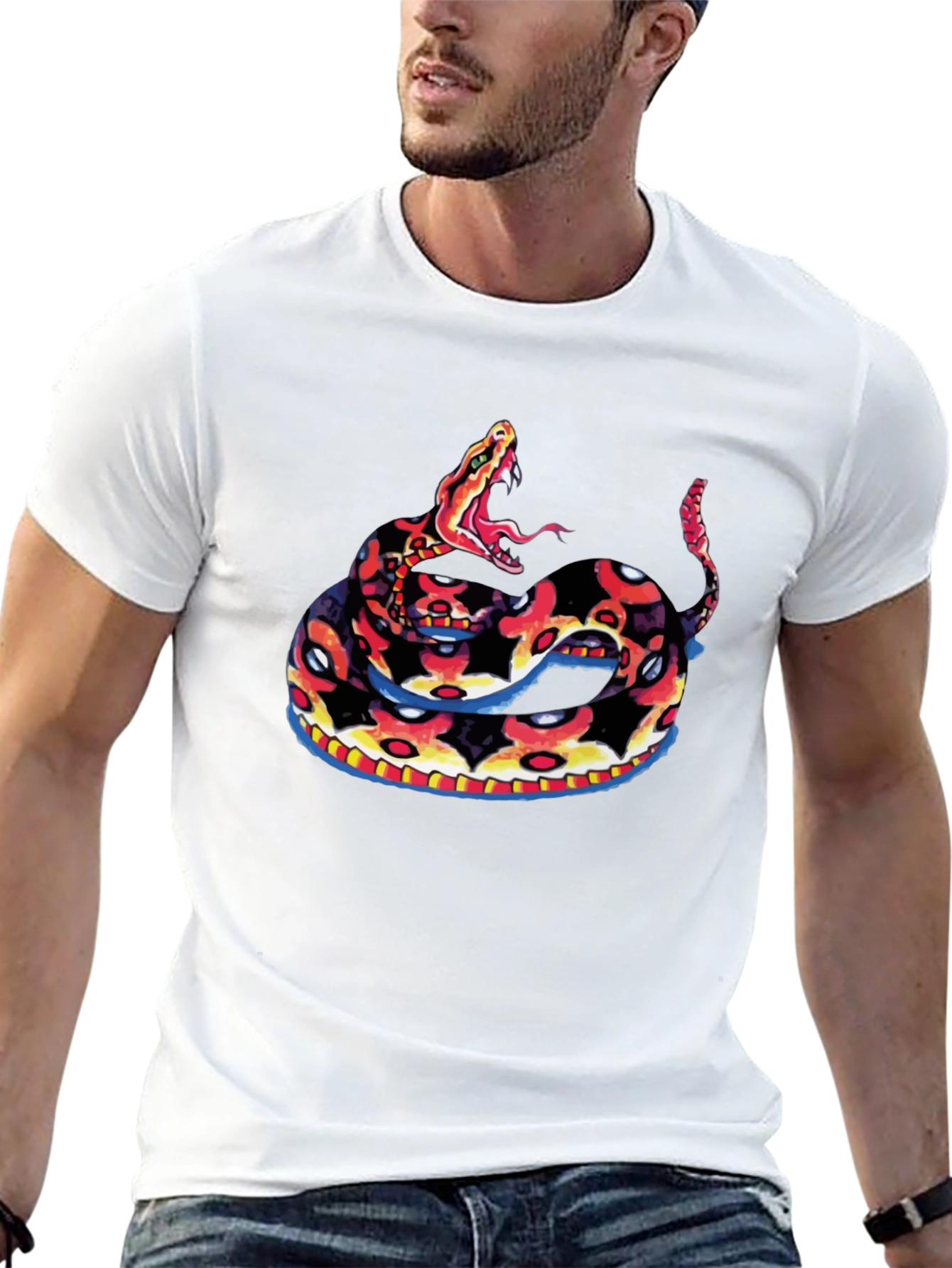 Black Tee with Rattlesnake Design