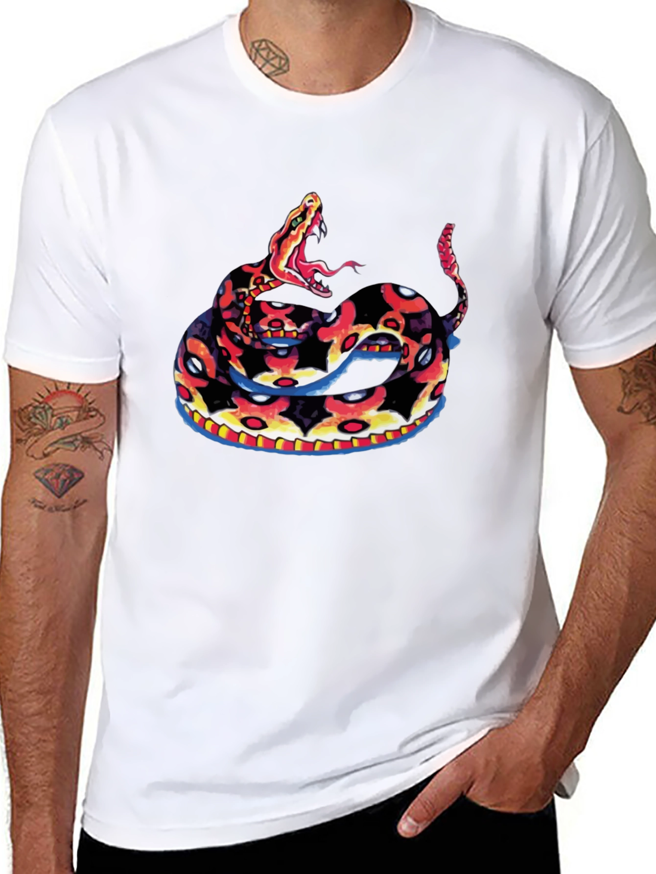 Black Tee with Rattlesnake Design