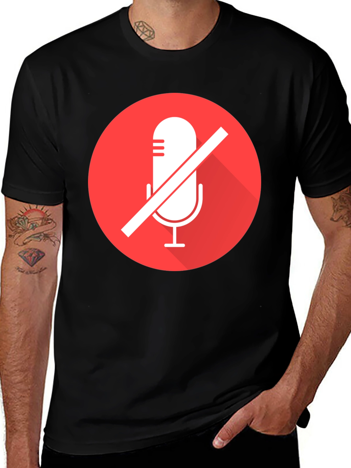 Mute Microphone Graphic Tee - Black