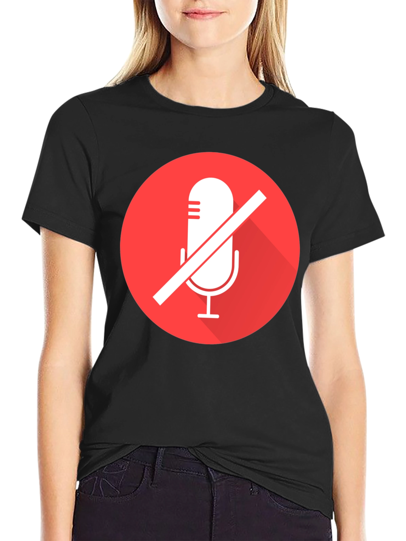 Mute Microphone Graphic Tee - Black