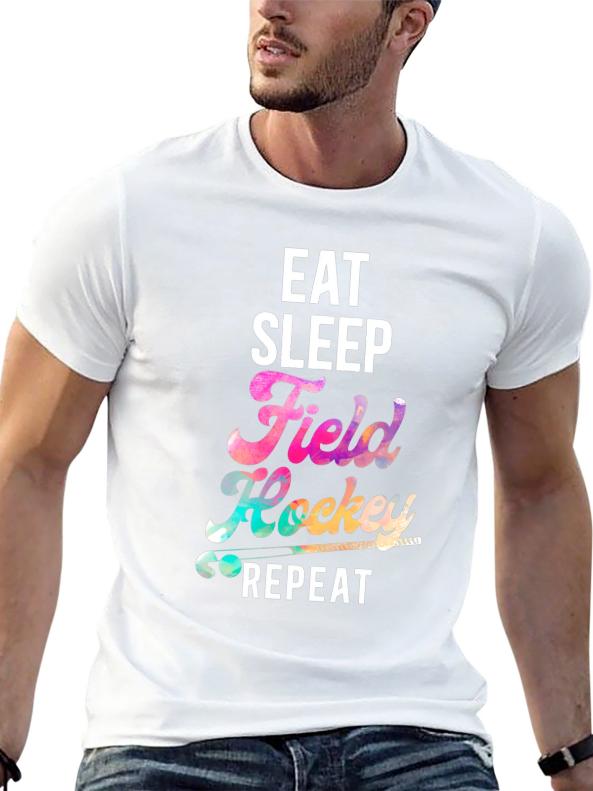 Eat Sleep Field Hockey Repeat Black T-Shirt