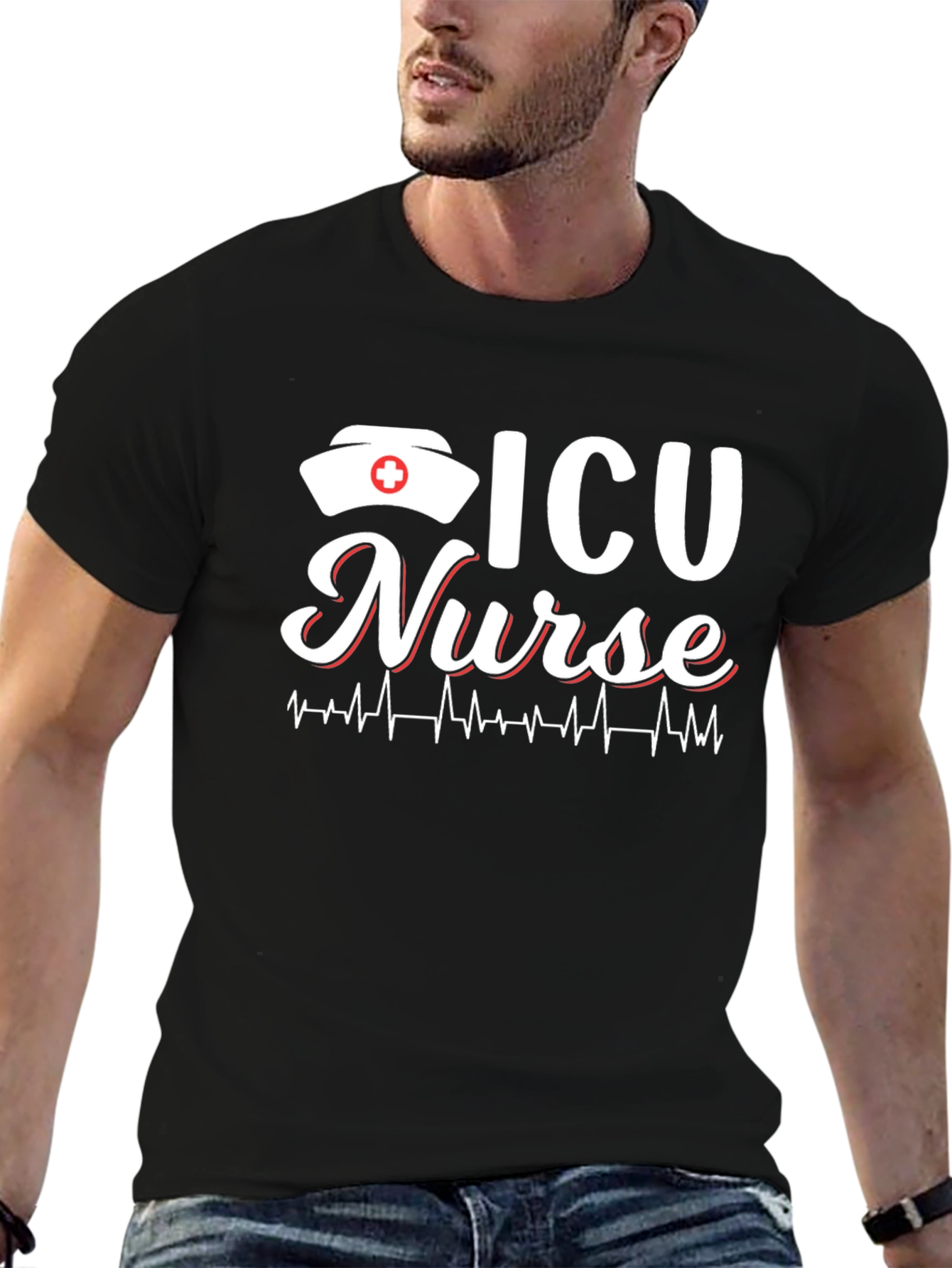 ICU Nurse T-Shirt - Heartbeat Design