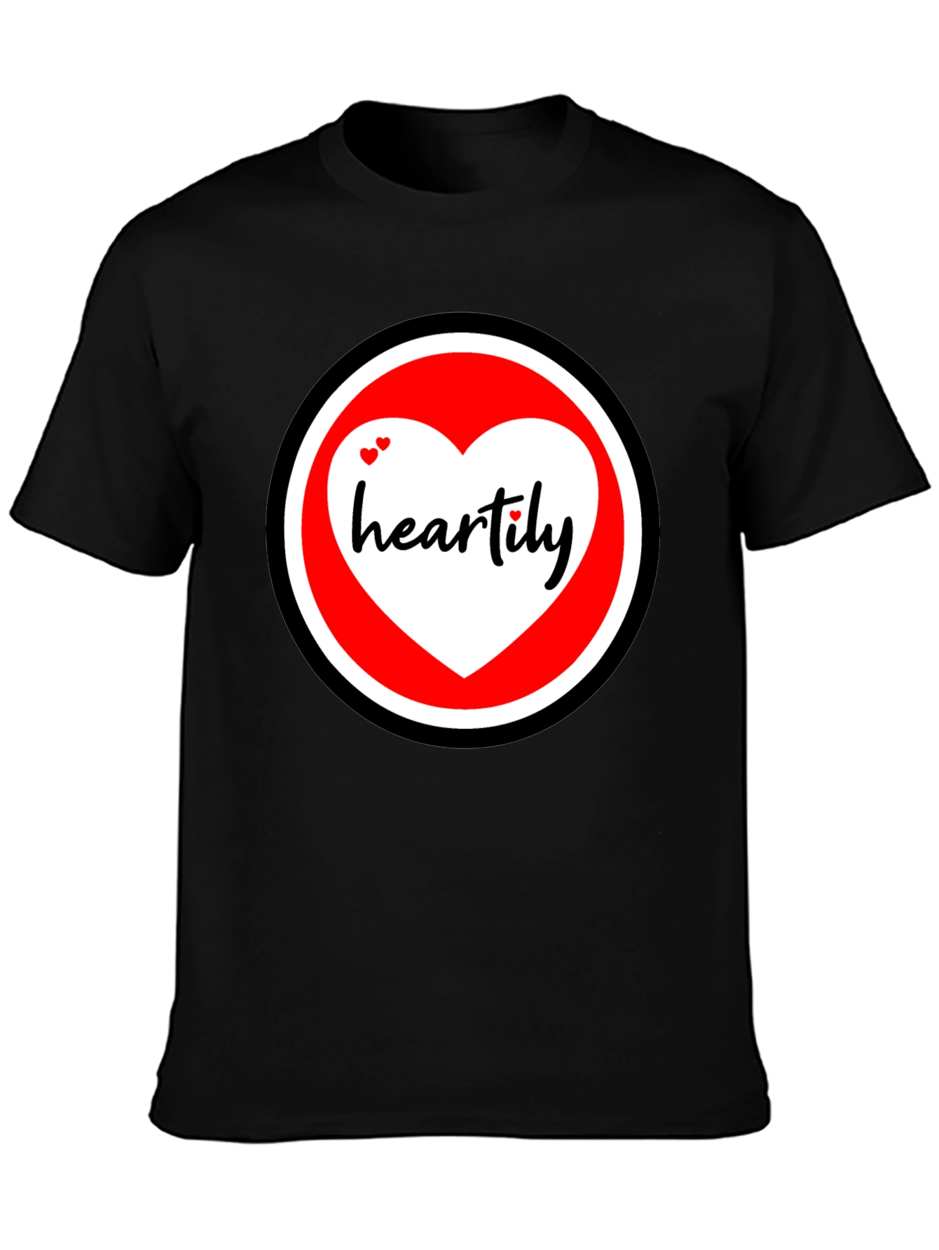 Heartily Graphic T-Shirt - Black Cotton Blend