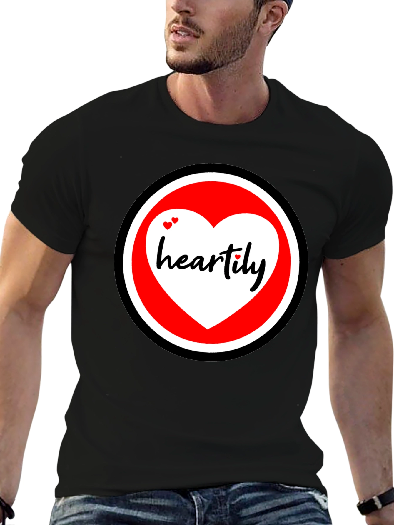 Heartily Graphic T-Shirt - Black Cotton Blend