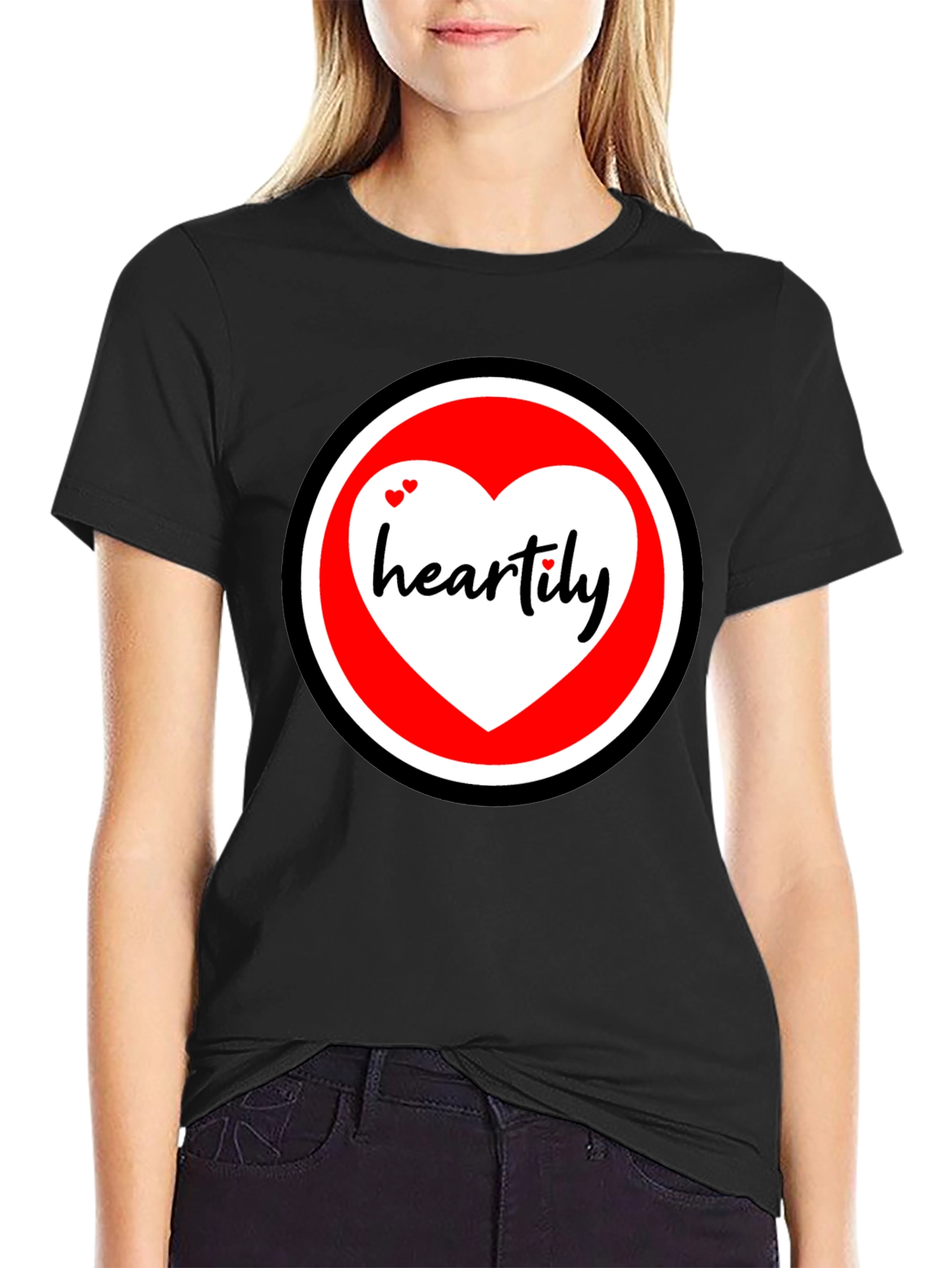 Heartily Graphic T-Shirt - Black Cotton Blend